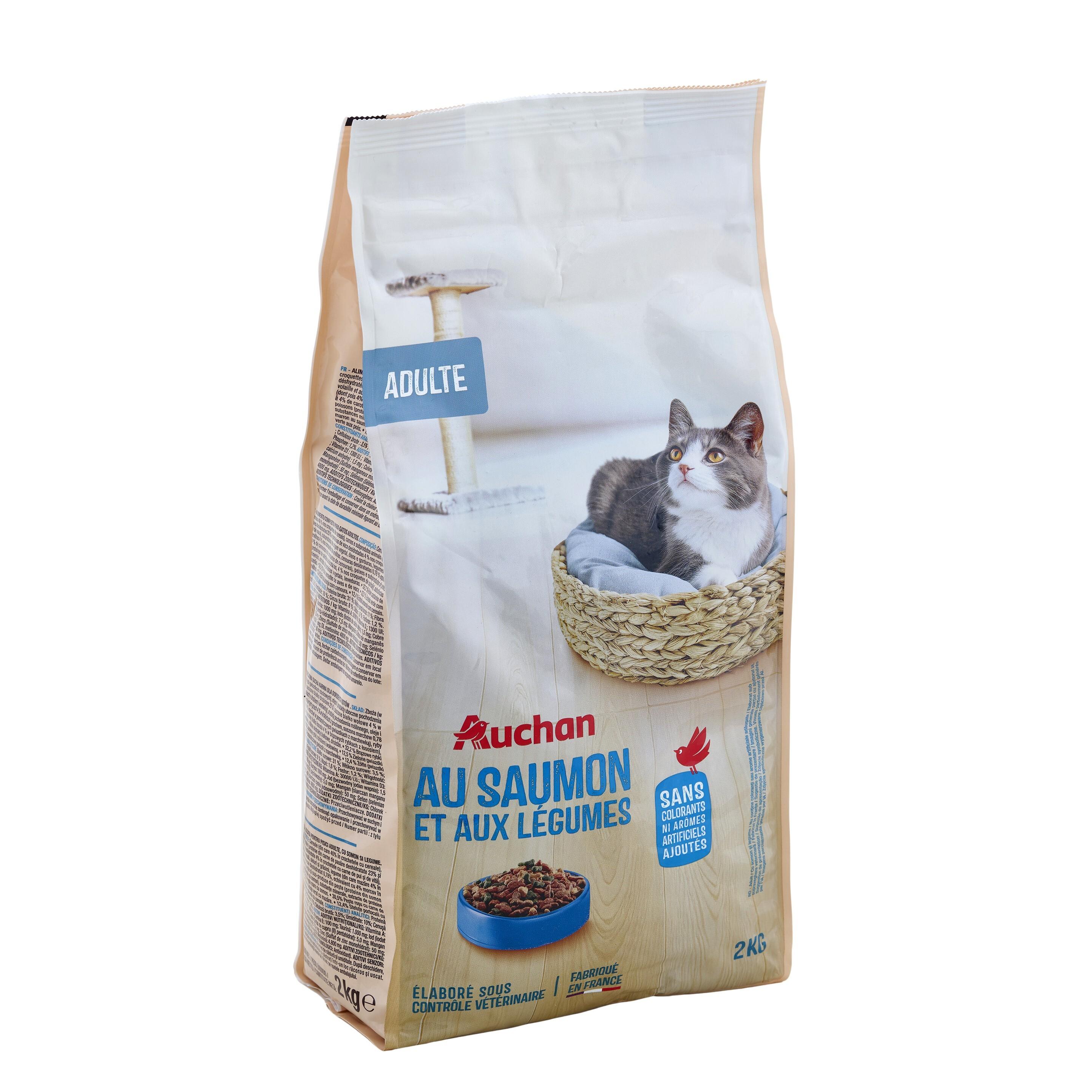 Voir la diapositive 5 : AUCHAN Croquettes au saumon et aux légumes pour chat 2kg