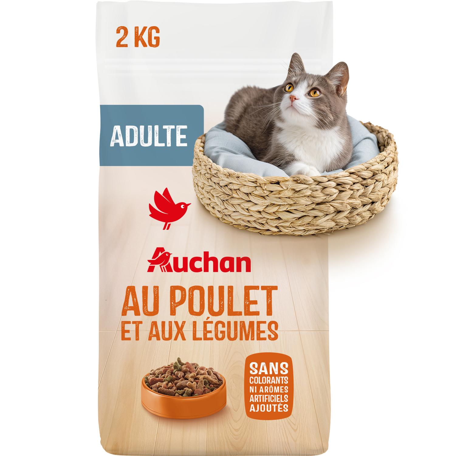 AUCHAN Croquettes au poulet et aux légumes pour chat 2kg