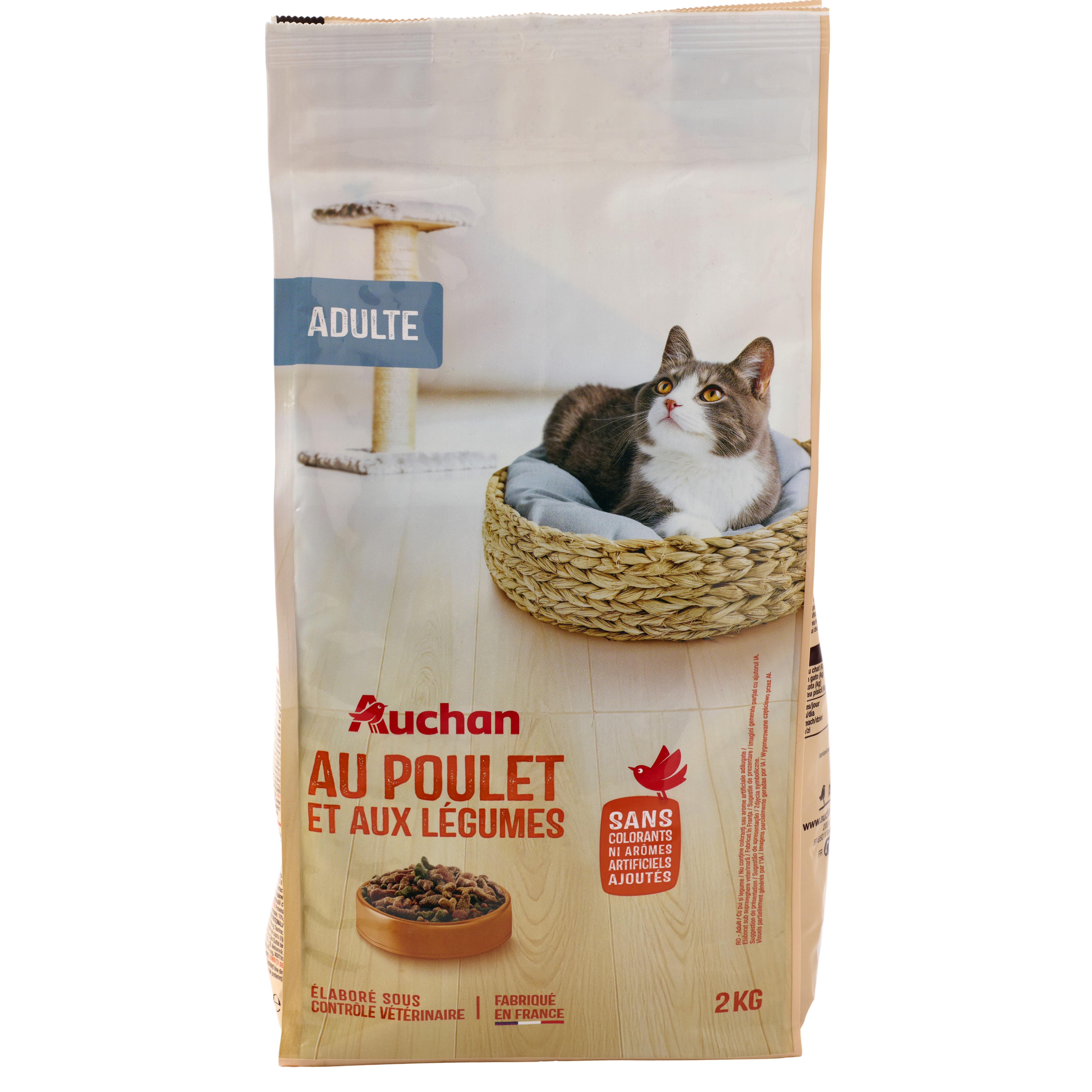 Voir la diapositive 5 : AUCHAN Croquettes au poulet et aux légumes pour chat 2kg