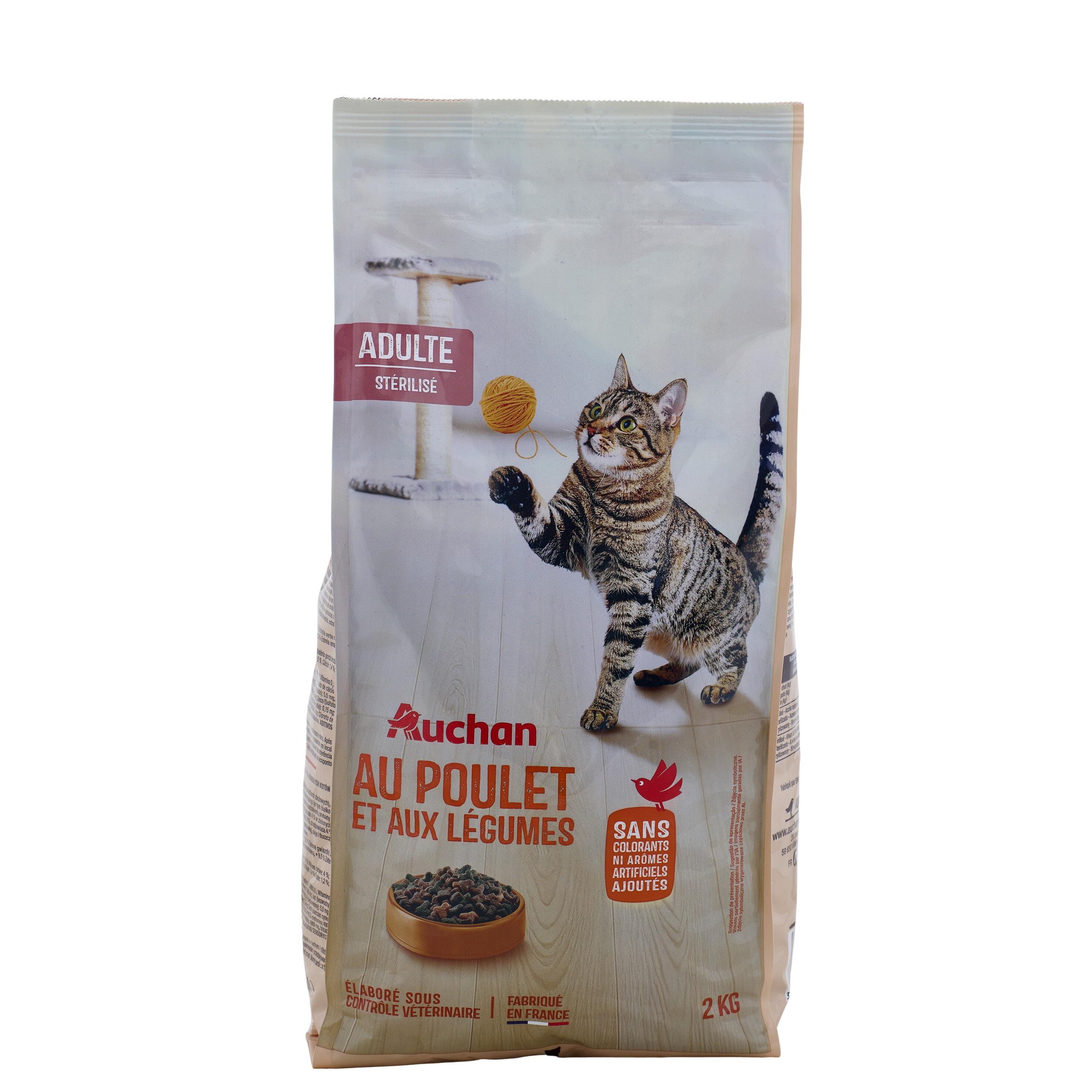 AUCHAN Croquettes au poulet et aux légumes pour chat stérilisé 2kg