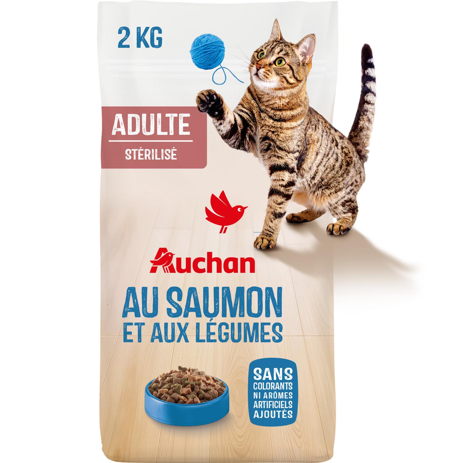 AUCHAN Croquettes au saumon et aux légumes pour chat stérilisé 2kg