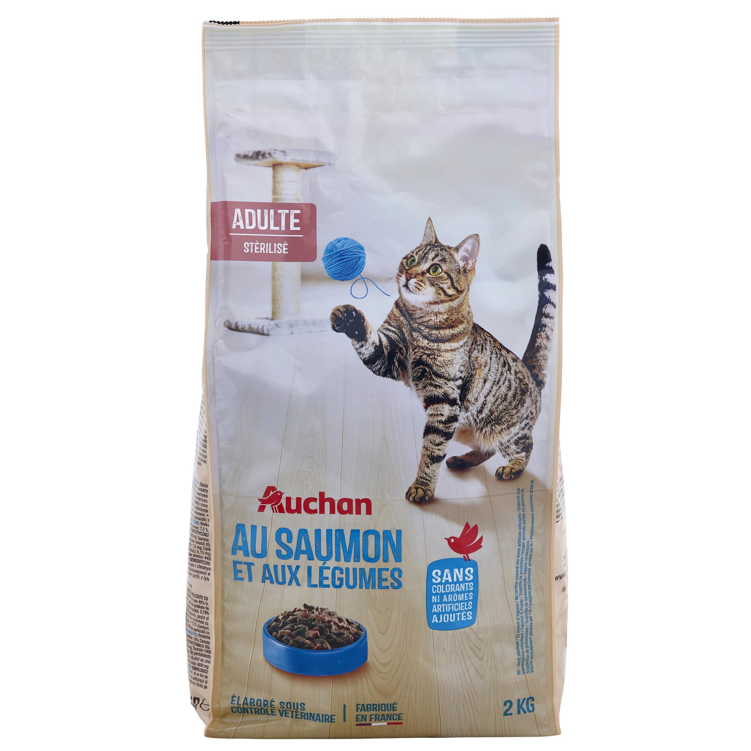 Voir la diapositive 3 : AUCHAN Croquettes au saumon et aux légumes pour chat stérilisé 2kg