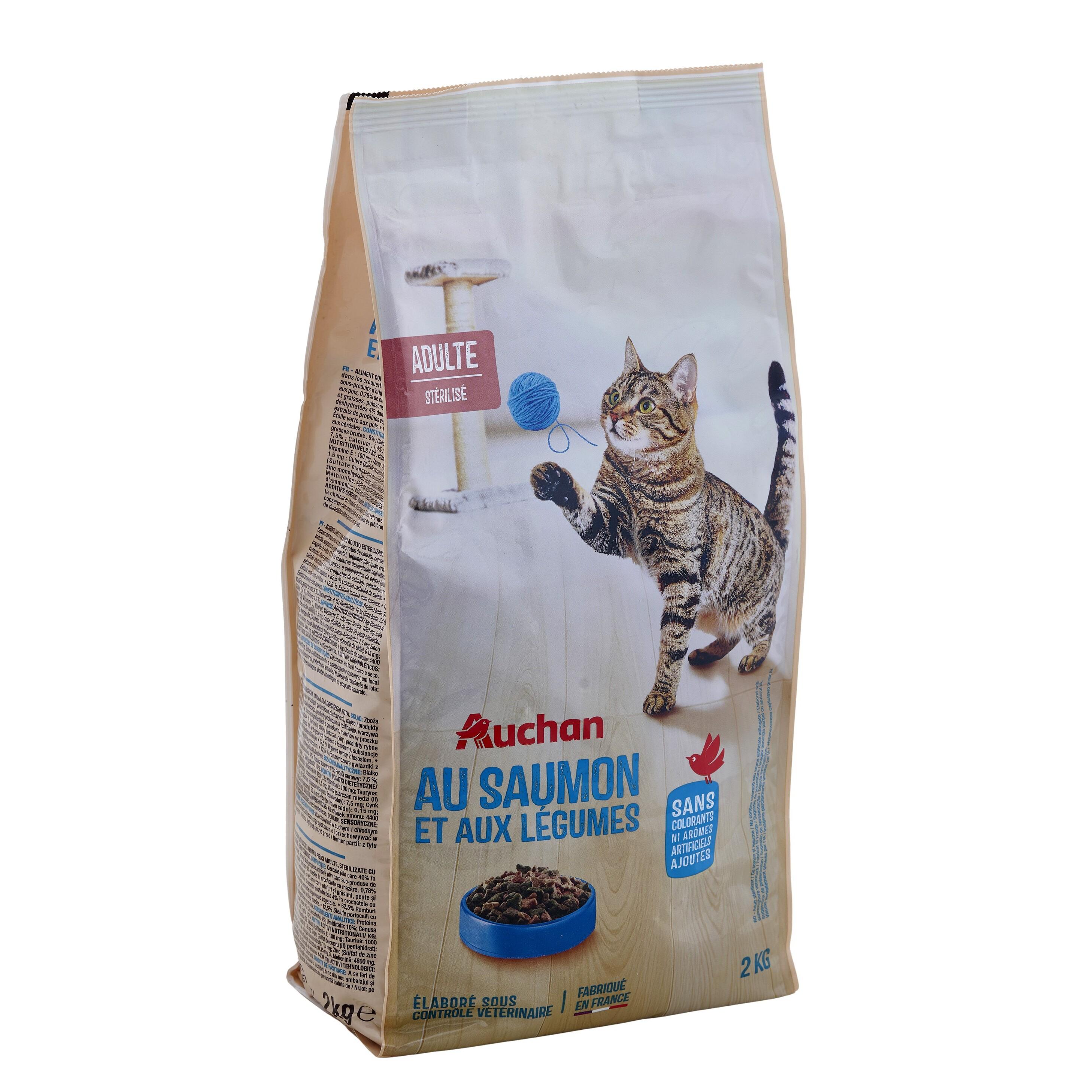 Voir la diapositive 5 : AUCHAN Croquettes au saumon et aux légumes pour chat stérilisé 2kg