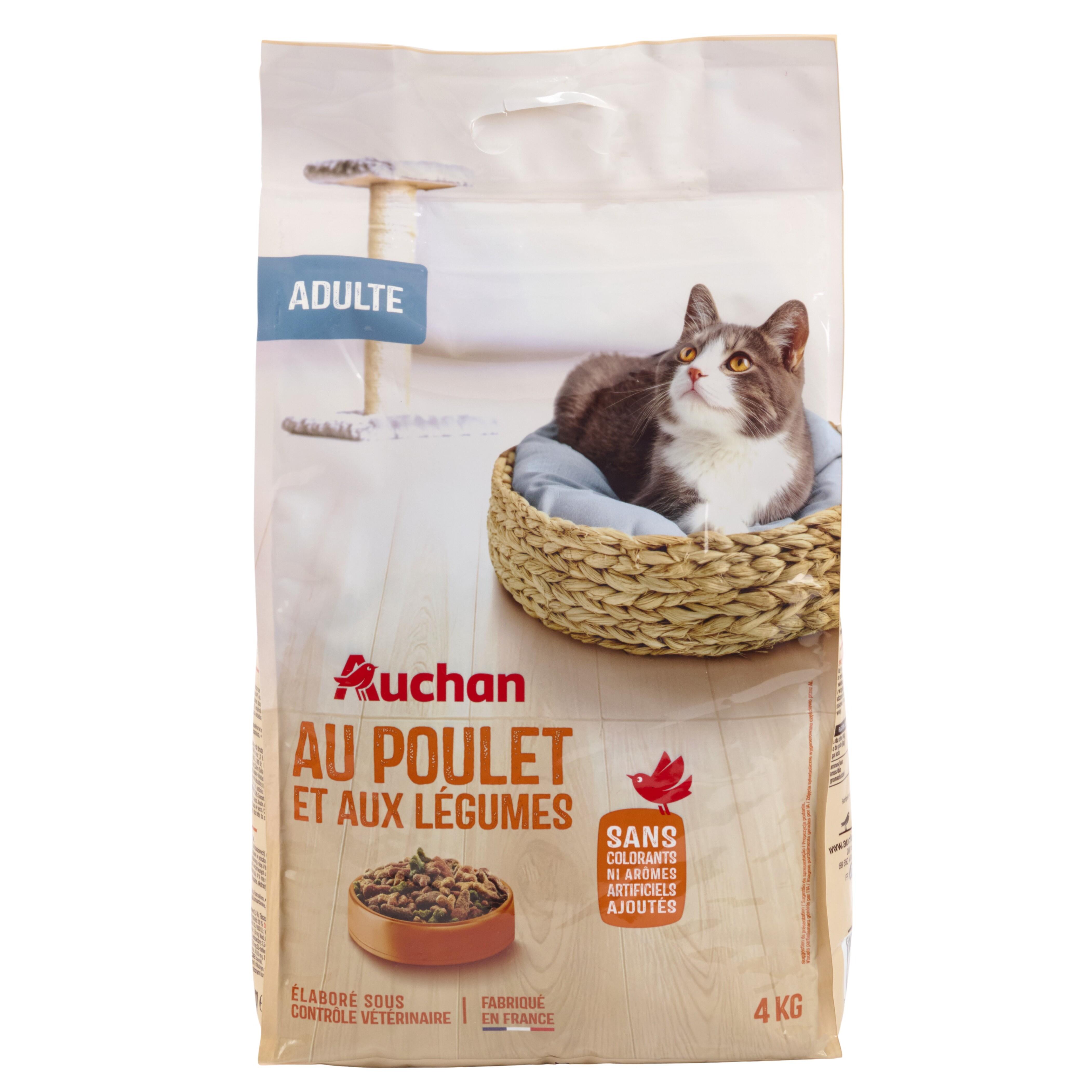 AUCHAN Croquettes au poulet et aux légumes pour chat 4kg