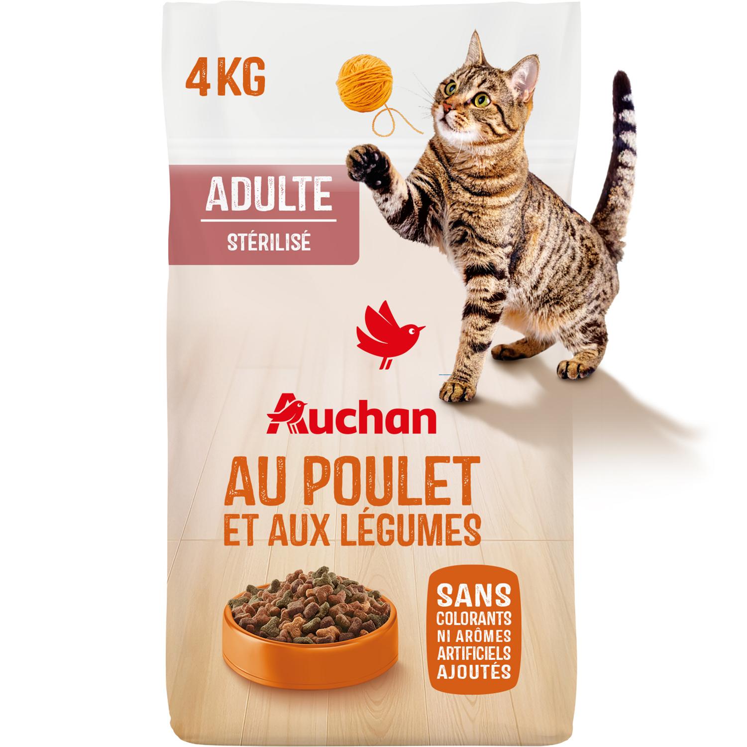 AUCHAN Croquettes au poulet et aux légumes pour chat stérilisé 4kg
