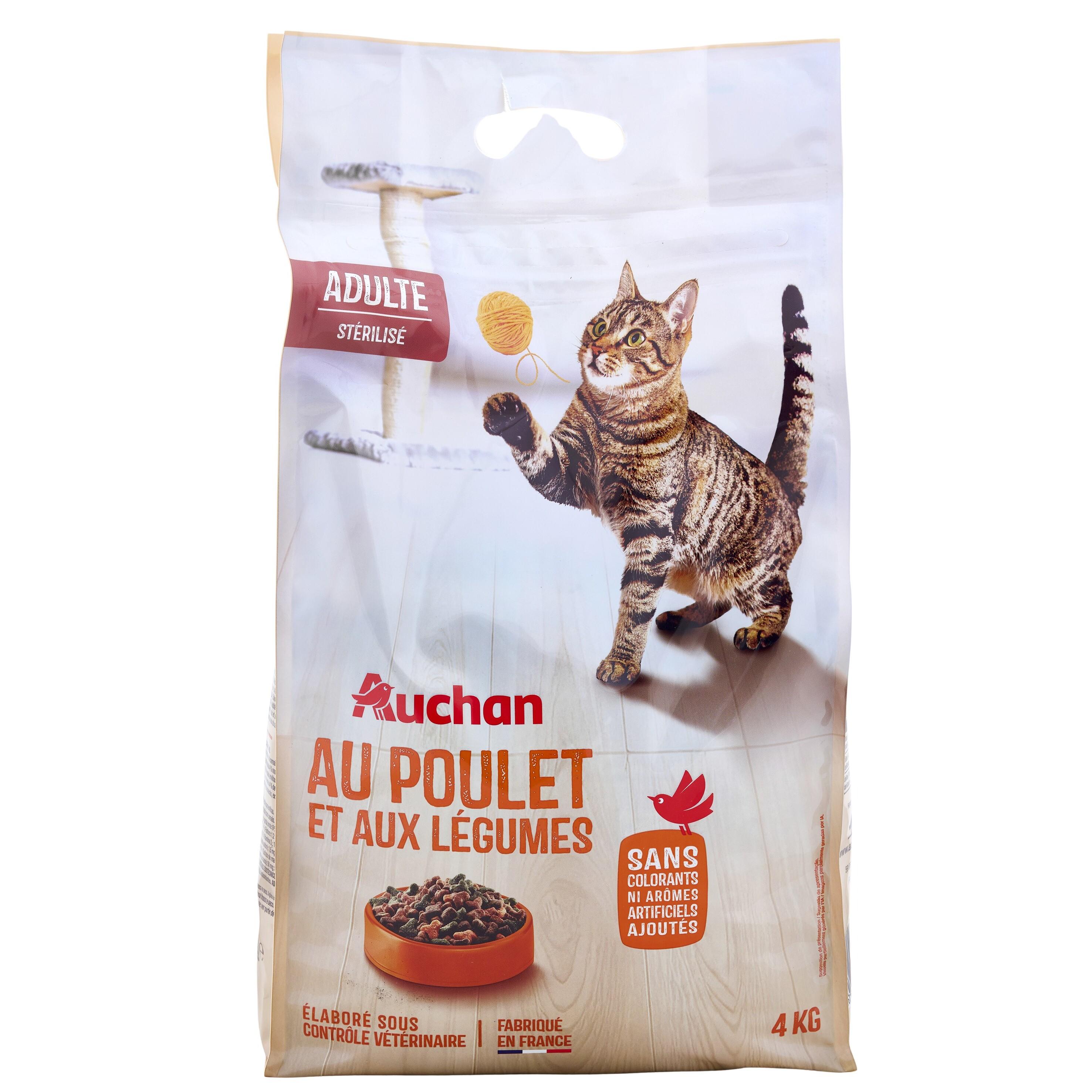 Voir la diapositive 3 : AUCHAN Croquettes au poulet et aux légumes pour chat stérilisé 4kg