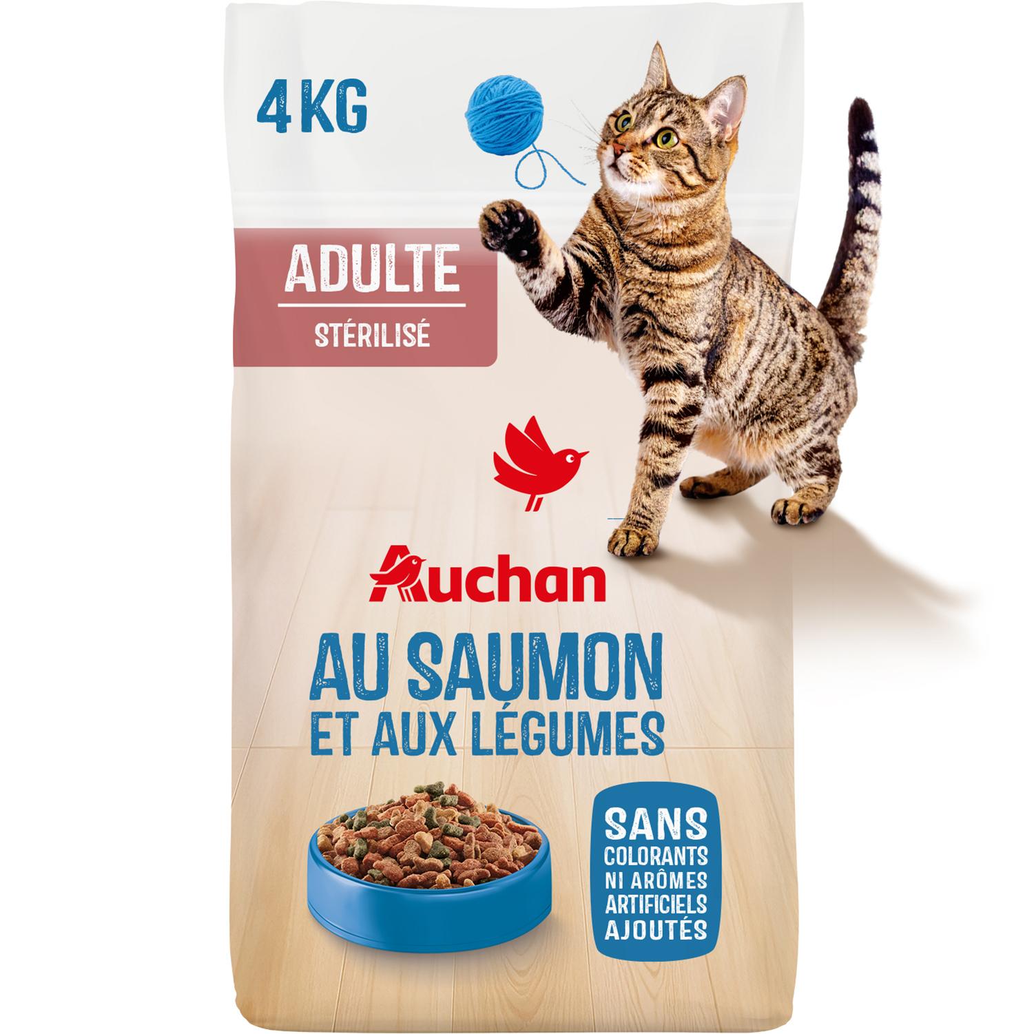 AUCHAN Croquettes au saumon et aux légumes pour chat stérilisé 4kg
