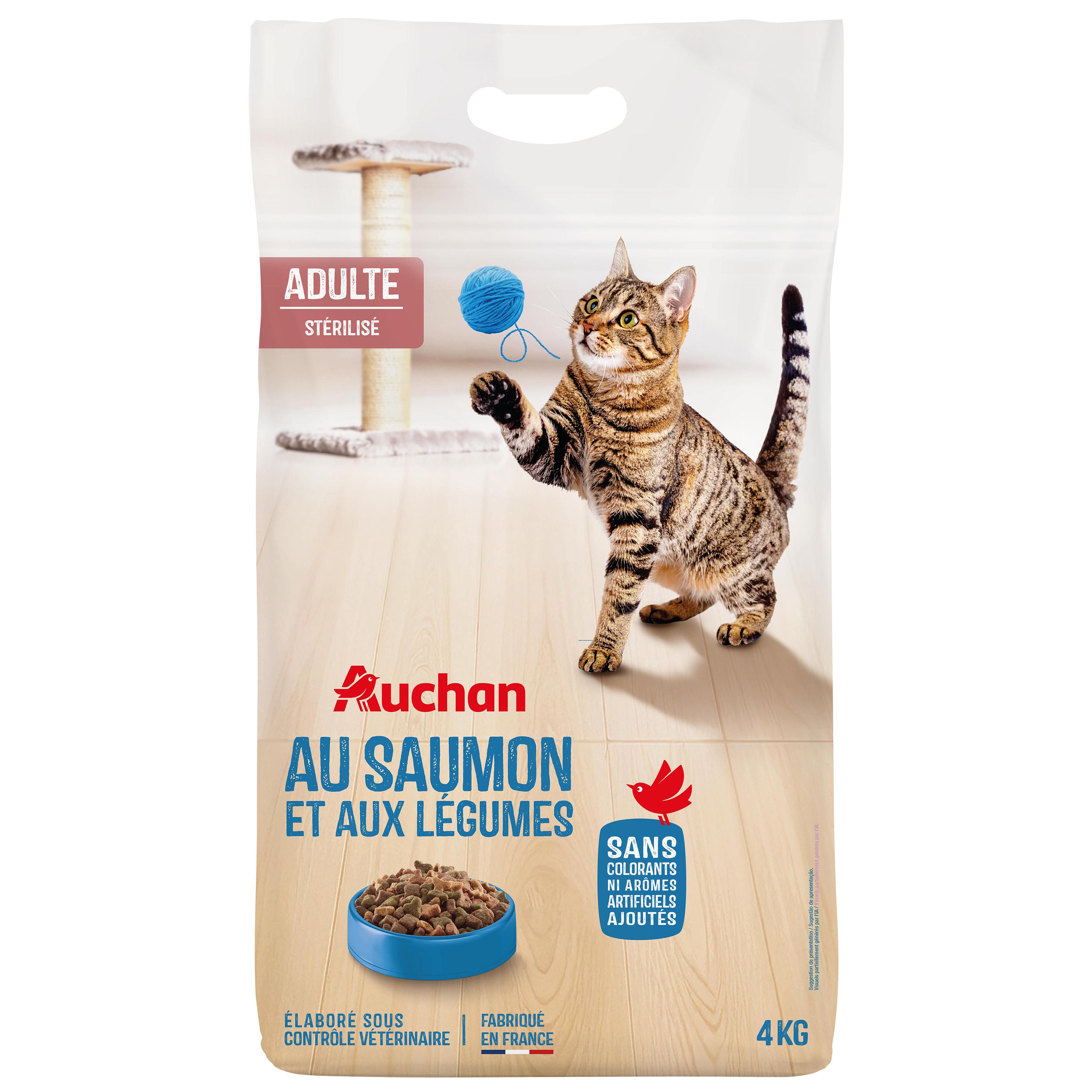 Voir la diapositive 5 : AUCHAN Croquettes au saumon et aux légumes pour chat stérilisé 4kg