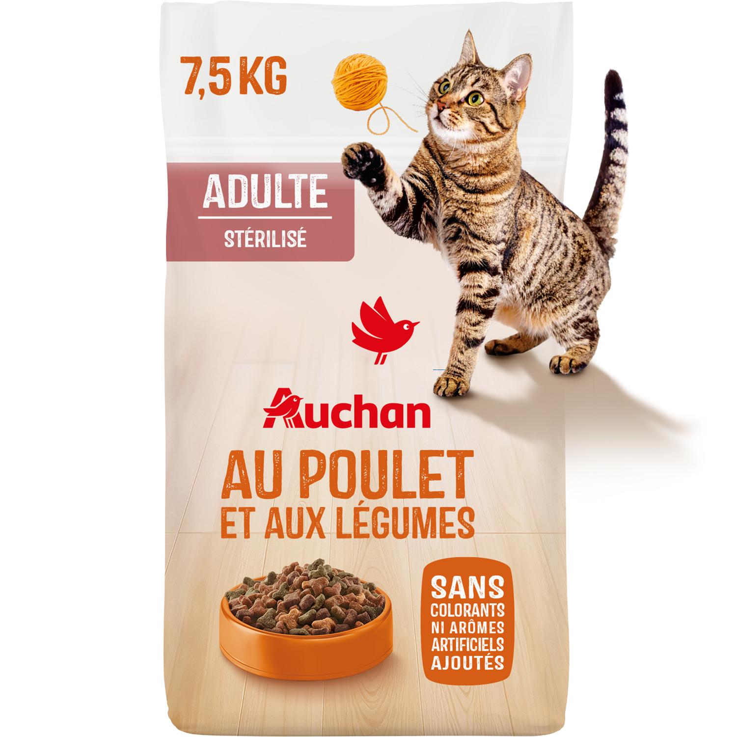 AUCHAN Croquettes au poulet et aux légumes pour chat stérilisé 7.5kg