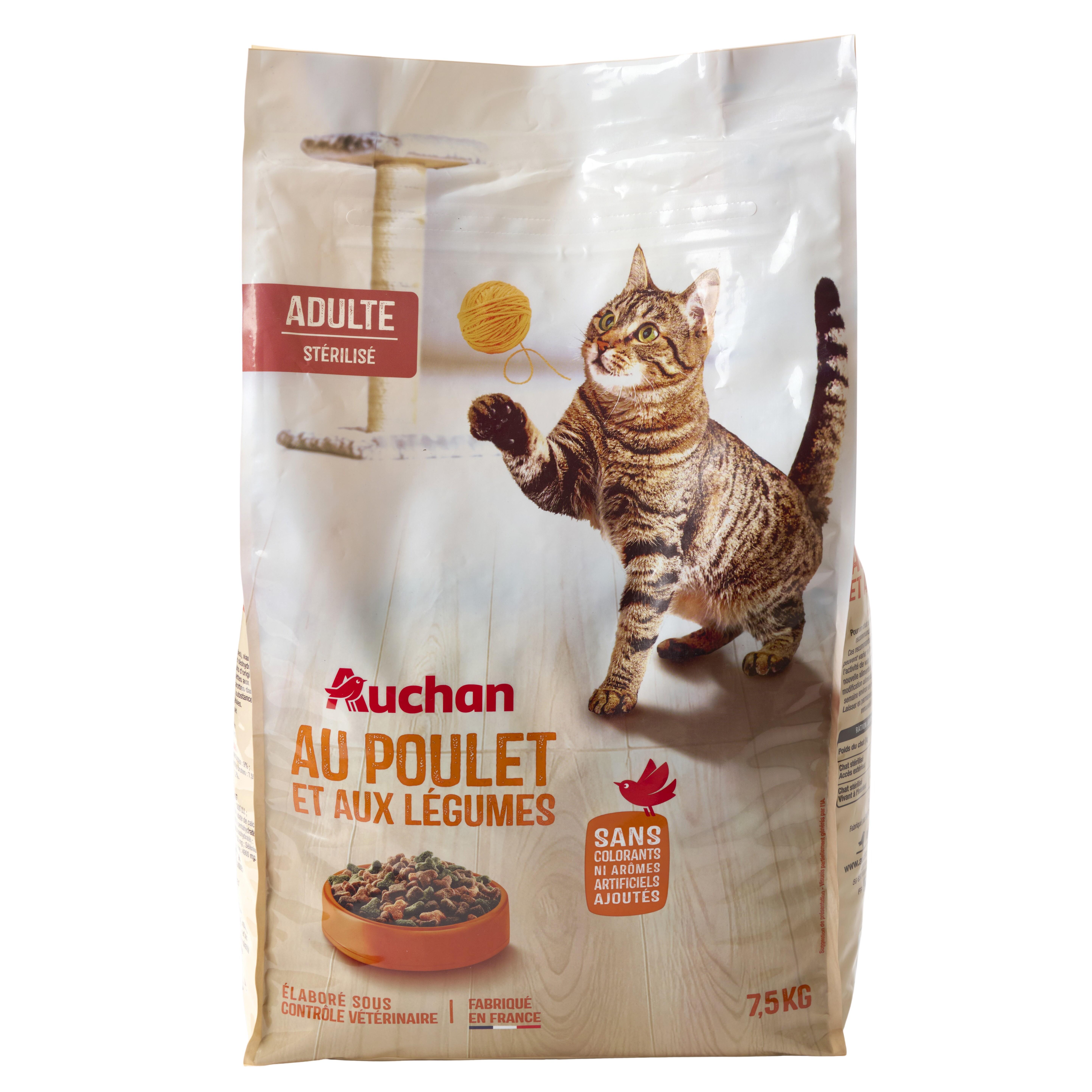 Voir la diapositive 4 : AUCHAN Croquettes au poulet et aux légumes pour chat stérilisé 7.5kg