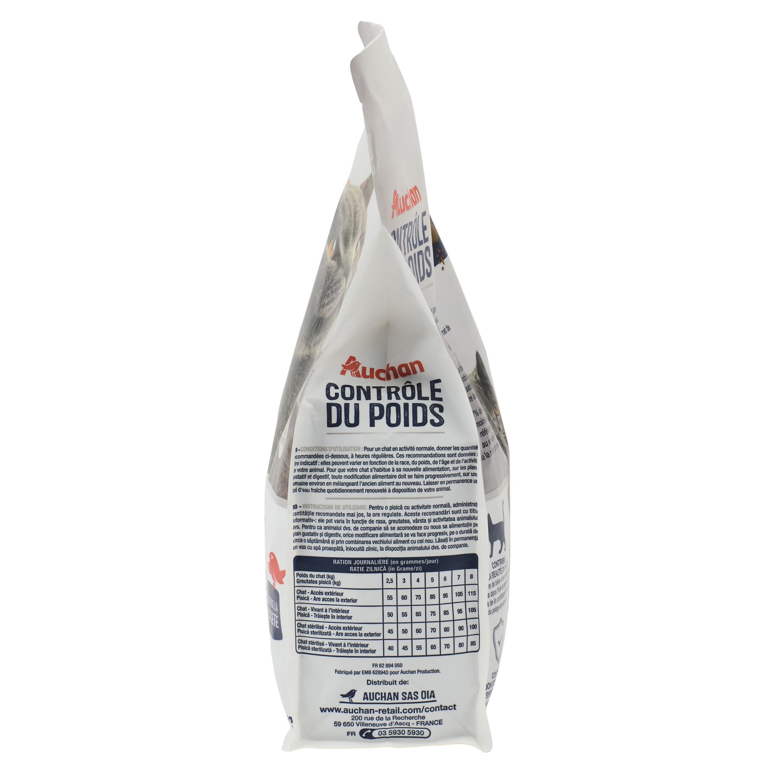 Voir la diapositive 2 : AUCHAN Croquettes contrôle de poids pour chat 1.5kg