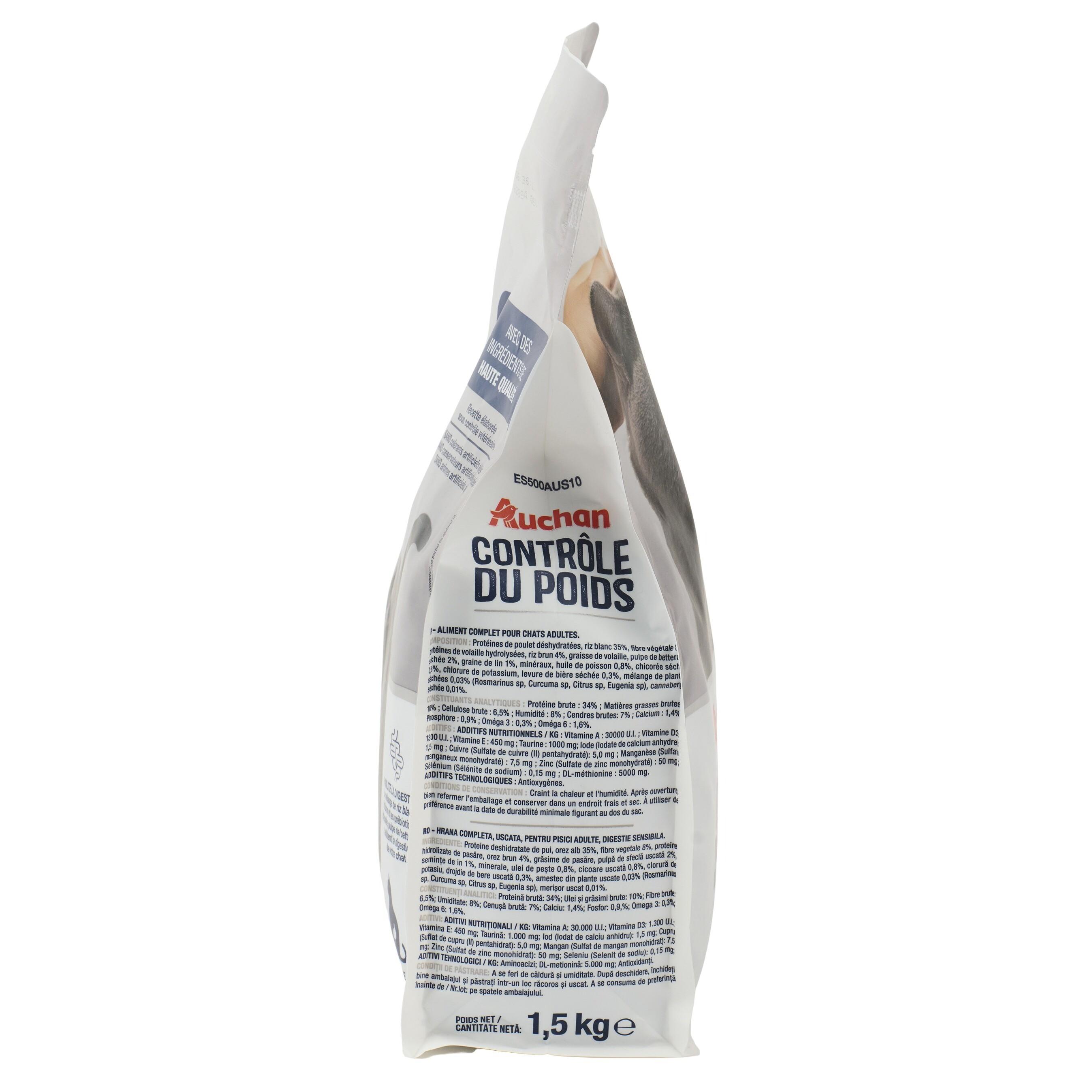 Voir la diapositive 3 : AUCHAN Croquettes contrôle de poids pour chat 1.5kg
