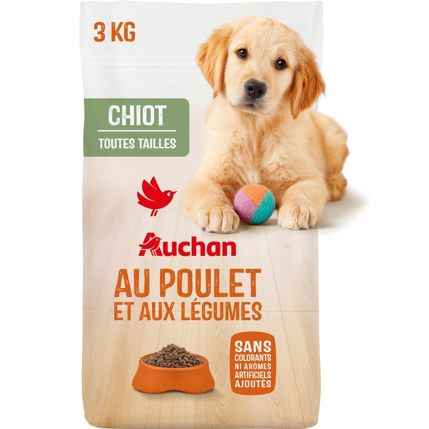 AUCHAN Croquettes au poulet et aux légumes pour chiot 3kg