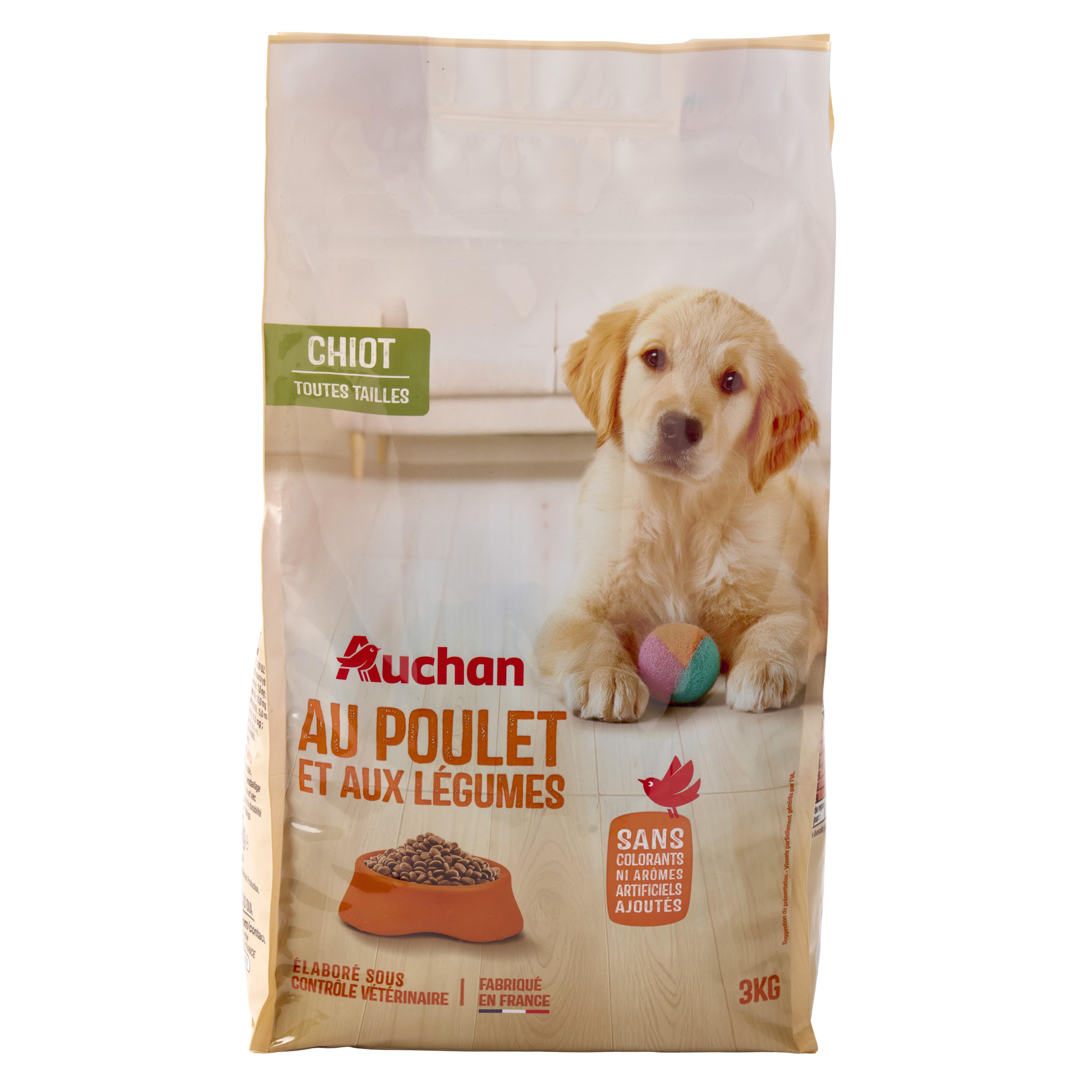 Voir la diapositive 6 : AUCHAN Croquettes au poulet et aux légumes pour chiot 3kg