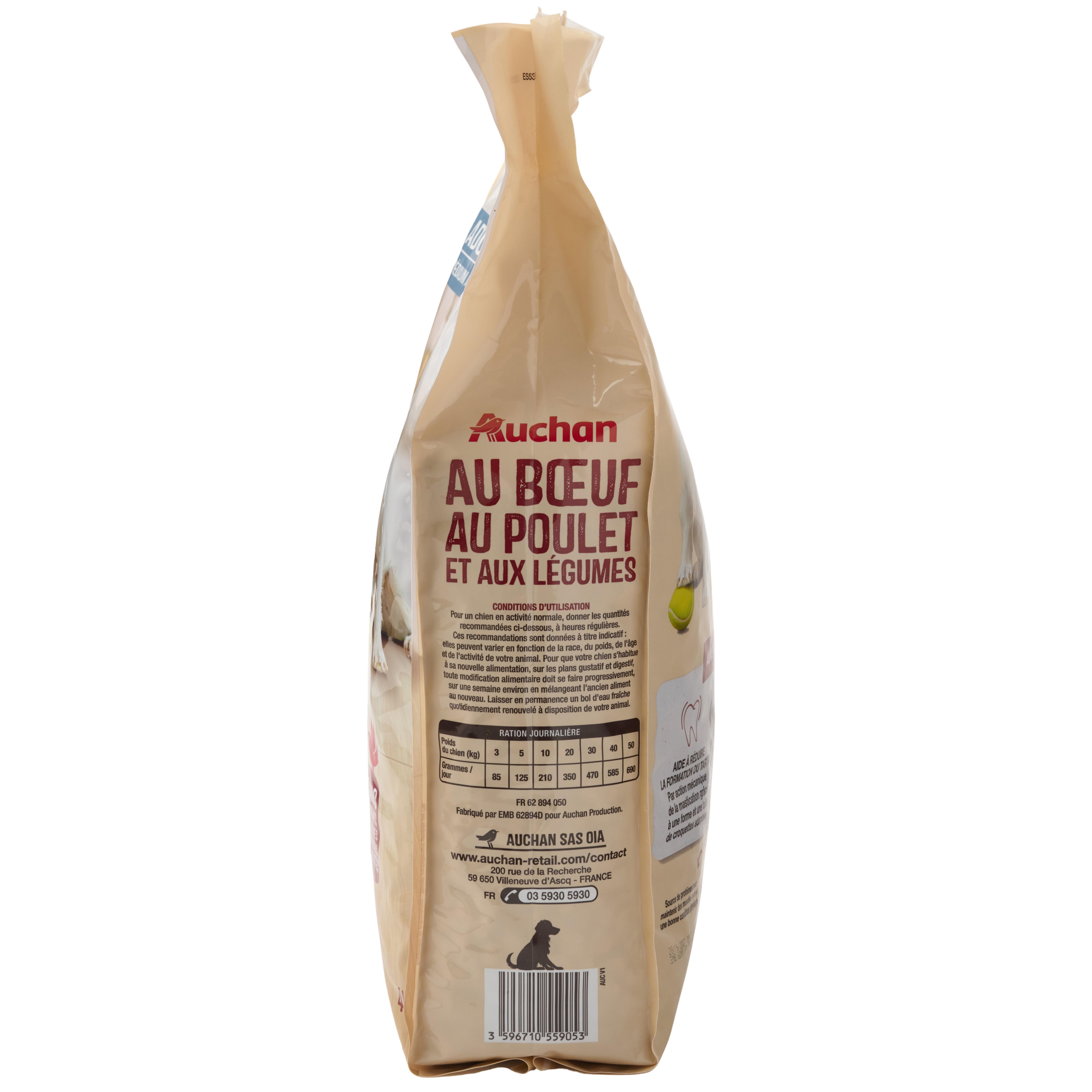 Voir la diapositive 5 : AUCHAN Croquettes au boeuf au poulet et aux légumes pour moyen et grand chien 4kg