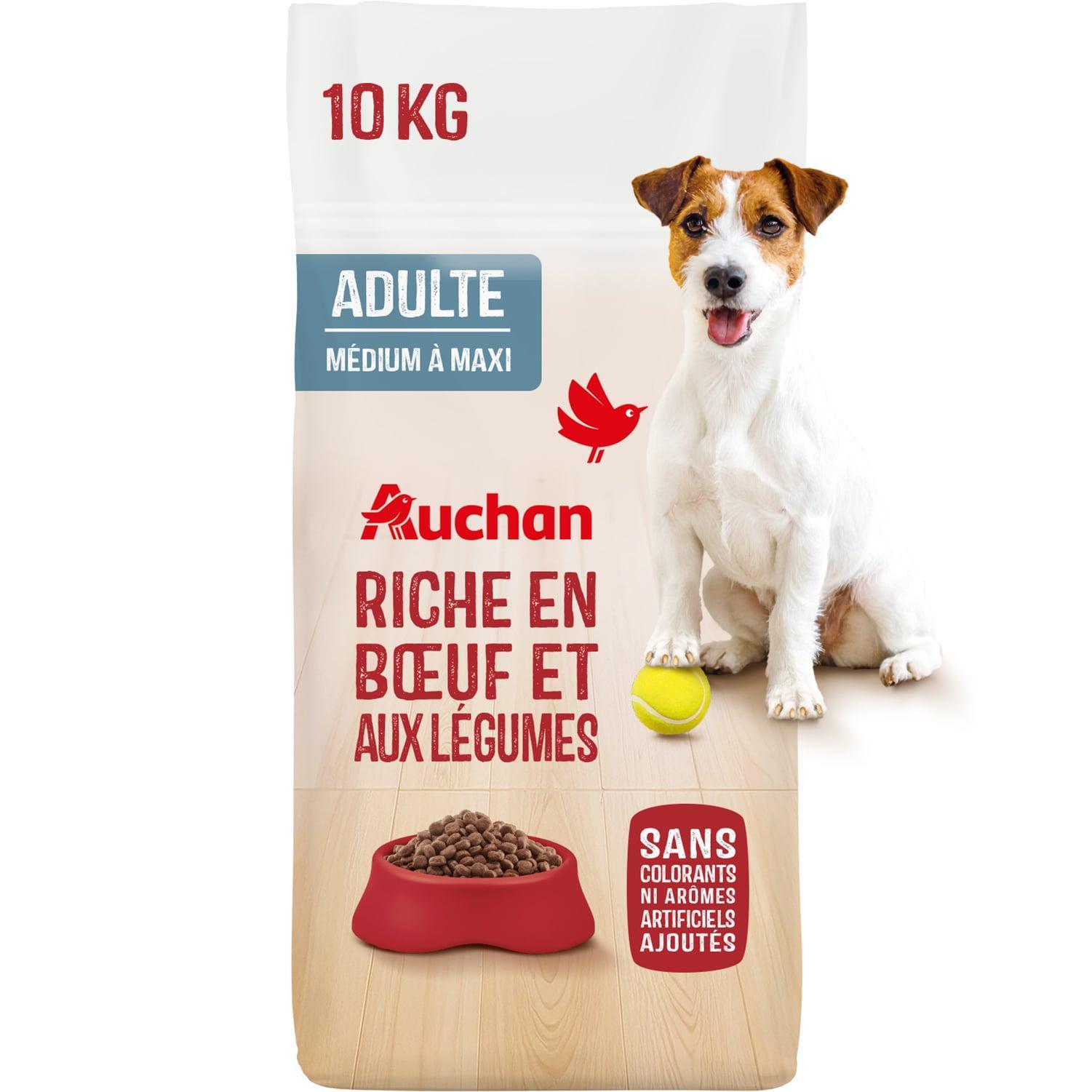 AUCHAN Croquettes au boeuf et aux légumes pour moyen et grand chien 10kg