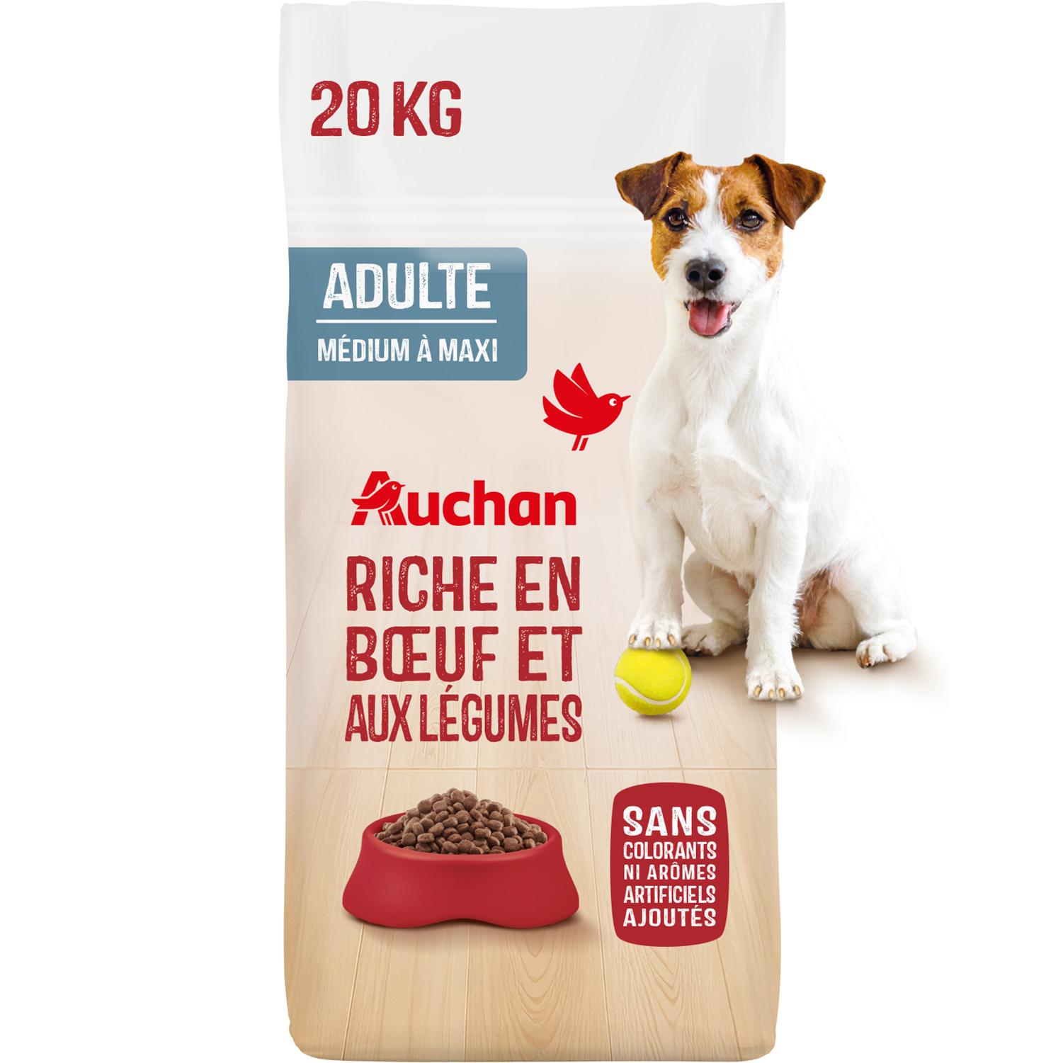 AUCHAN Croquettes au boeuf et aux légumes pour moyen et grand chien 20kg