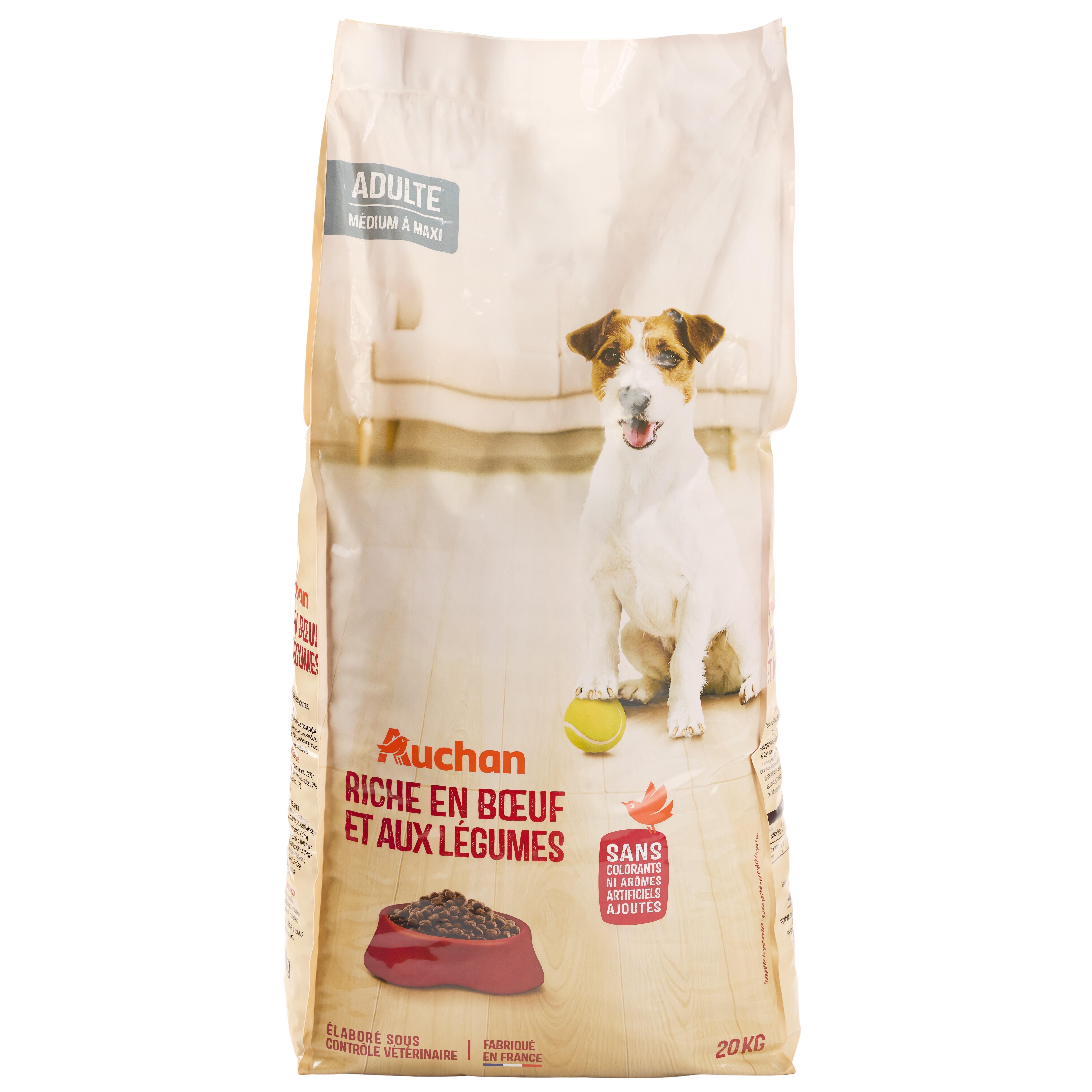Voir la diapositive 5 : AUCHAN Croquettes au boeuf et aux légumes pour moyen et grand chien 20kg