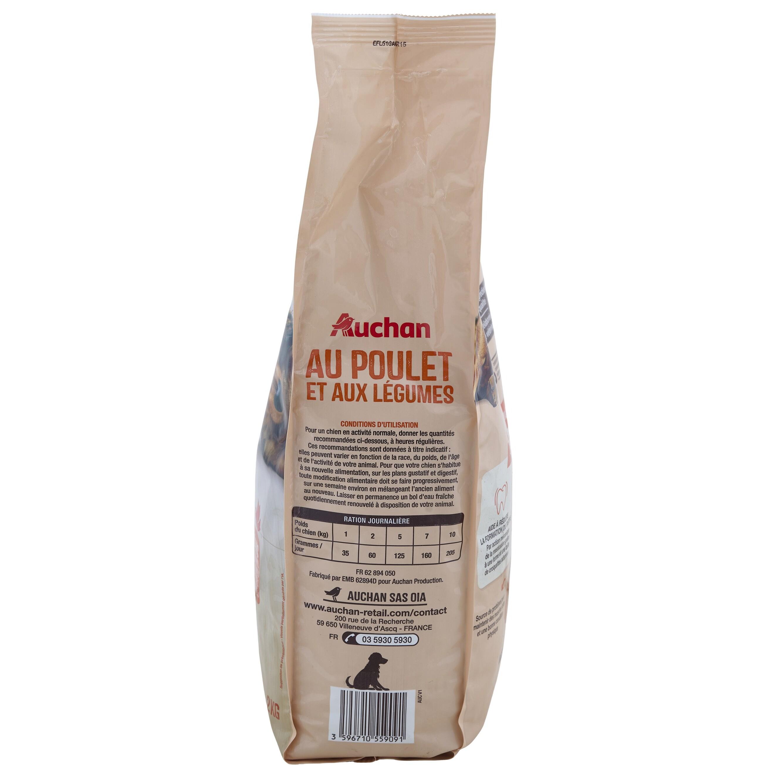 Voir la diapositive 3 : AUCHAN Croquettes au poulet et aux légumes pour petit chien 2kg