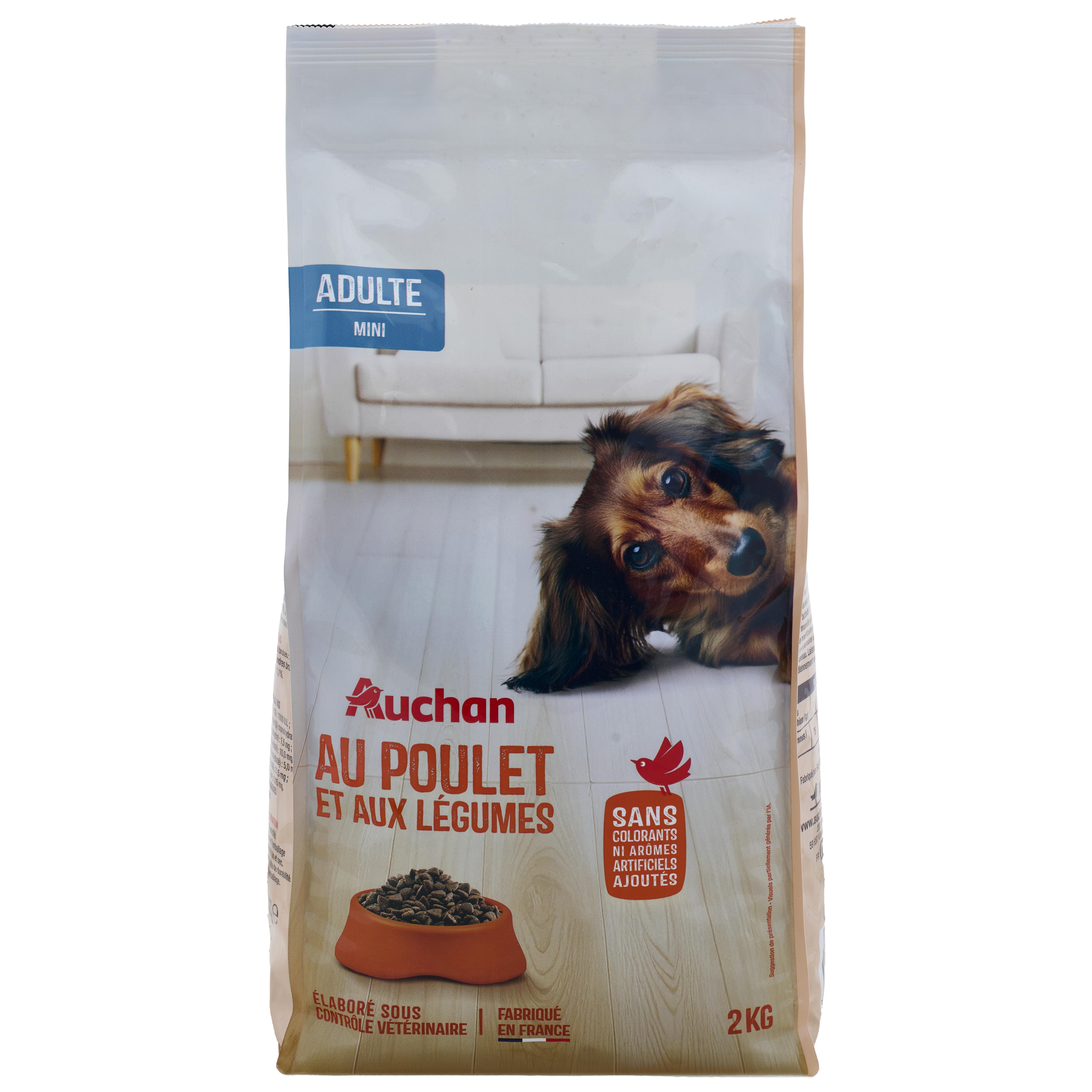 Voir la diapositive 4 : AUCHAN Croquettes au poulet et aux légumes pour petit chien 2kg