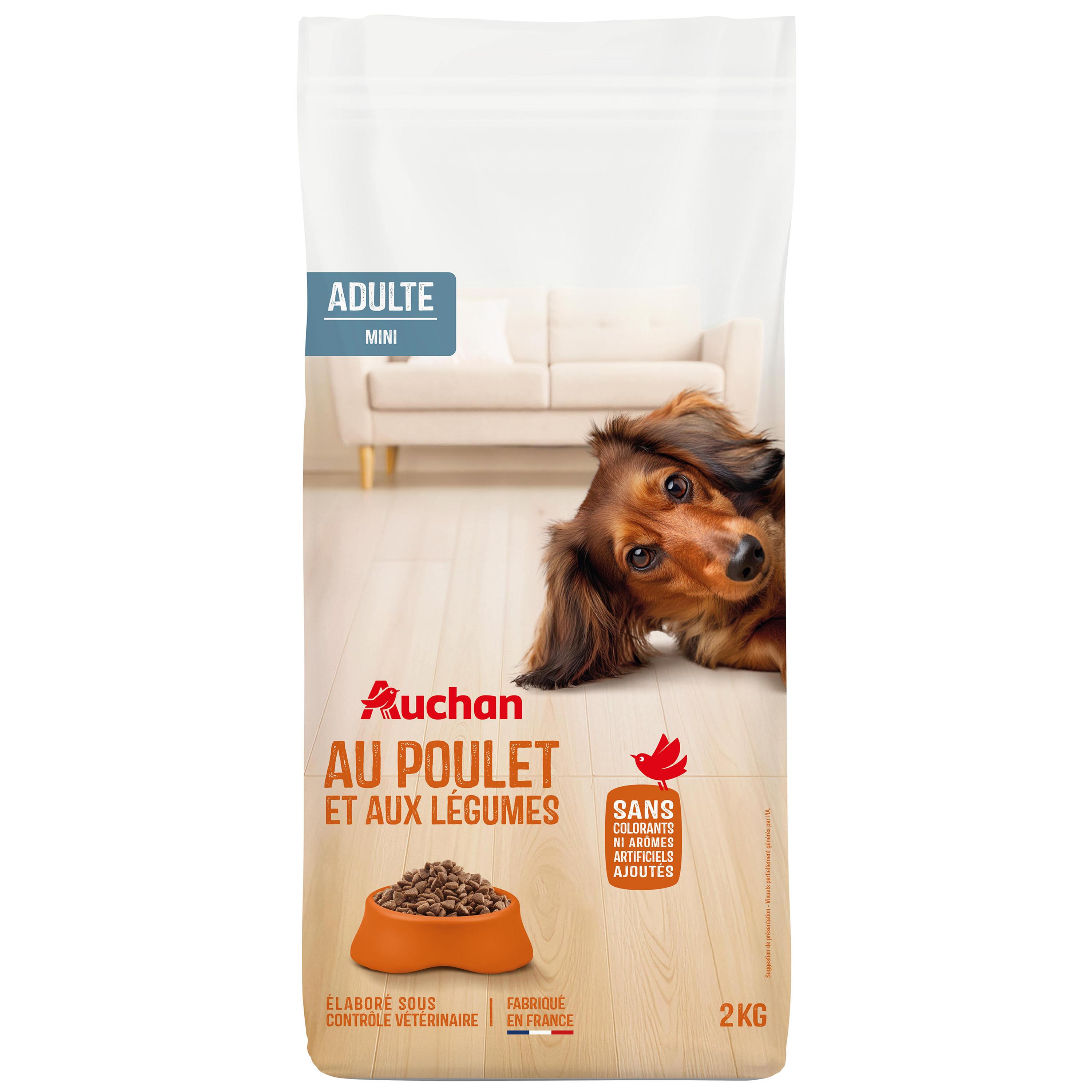 Voir la diapositive 6 : AUCHAN Croquettes au poulet et aux légumes pour petit chien 2kg