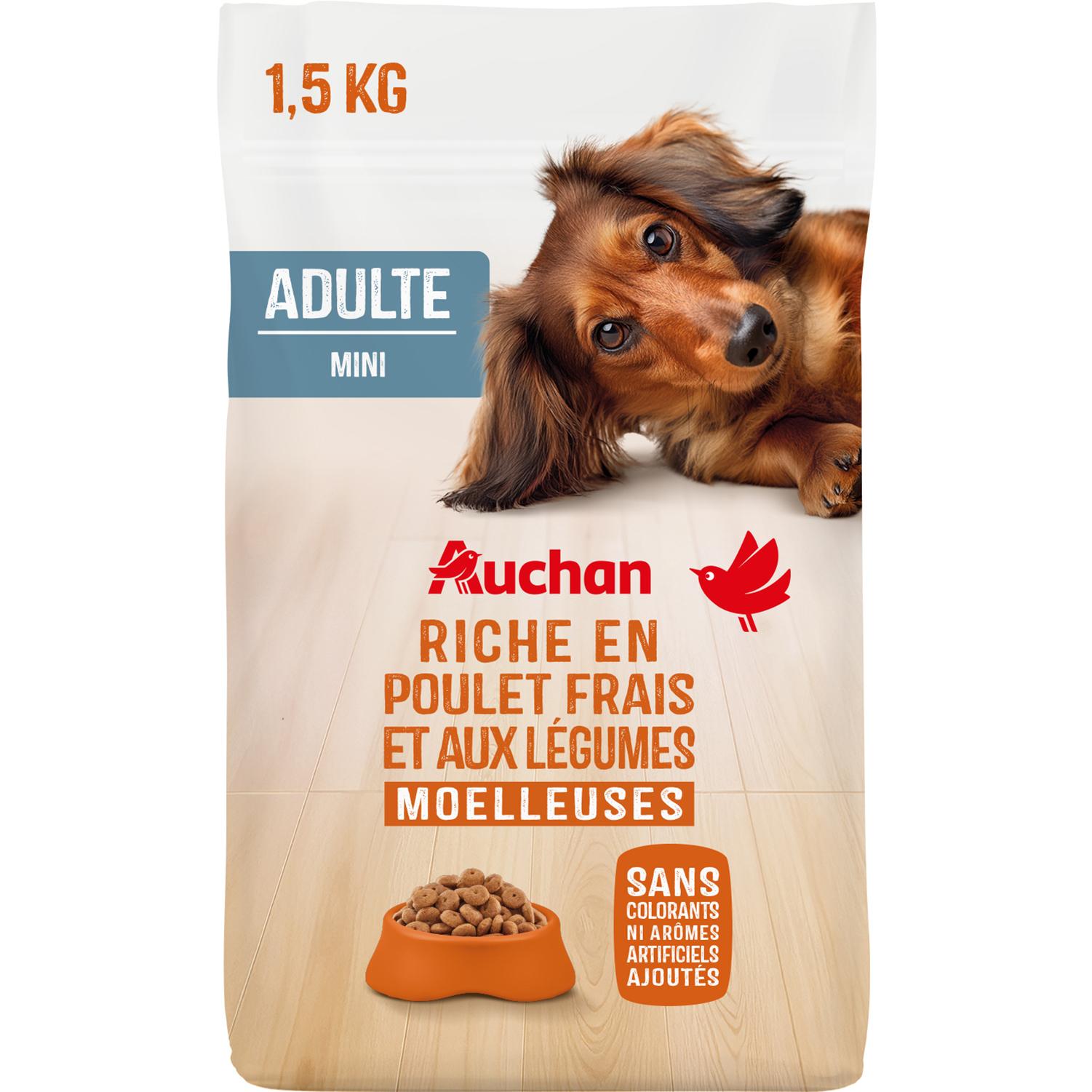 AUCHAN Croquettes moelleuses au poulet frais et aux légumes pour petit chien 1.5kg