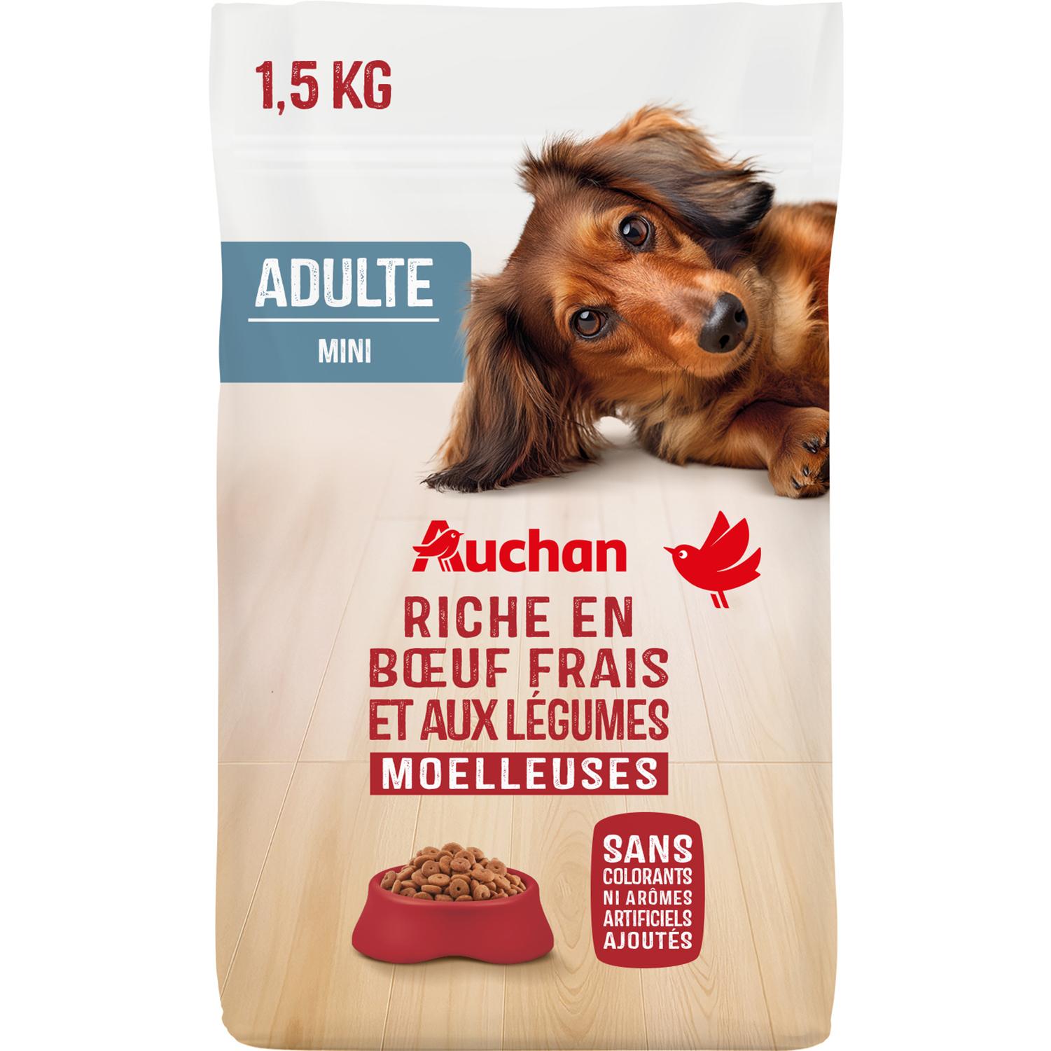 AUCHAN Croquettes moelleuses au boeuf frais et aux légumes pour petit chien 1.5kg