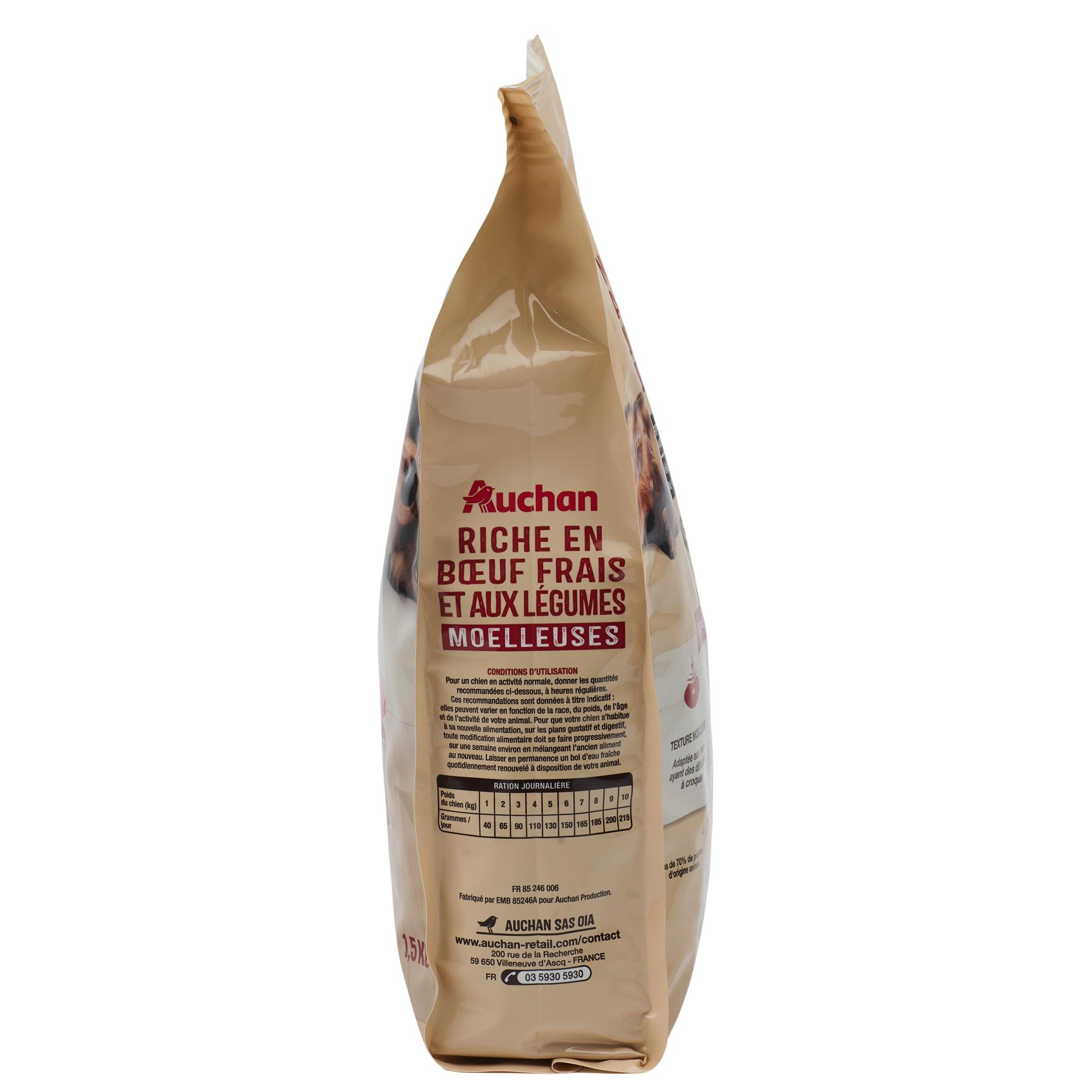 Voir la diapositive 5 : AUCHAN Croquettes moelleuses au boeuf frais et aux légumes pour petit chien 1.5kg