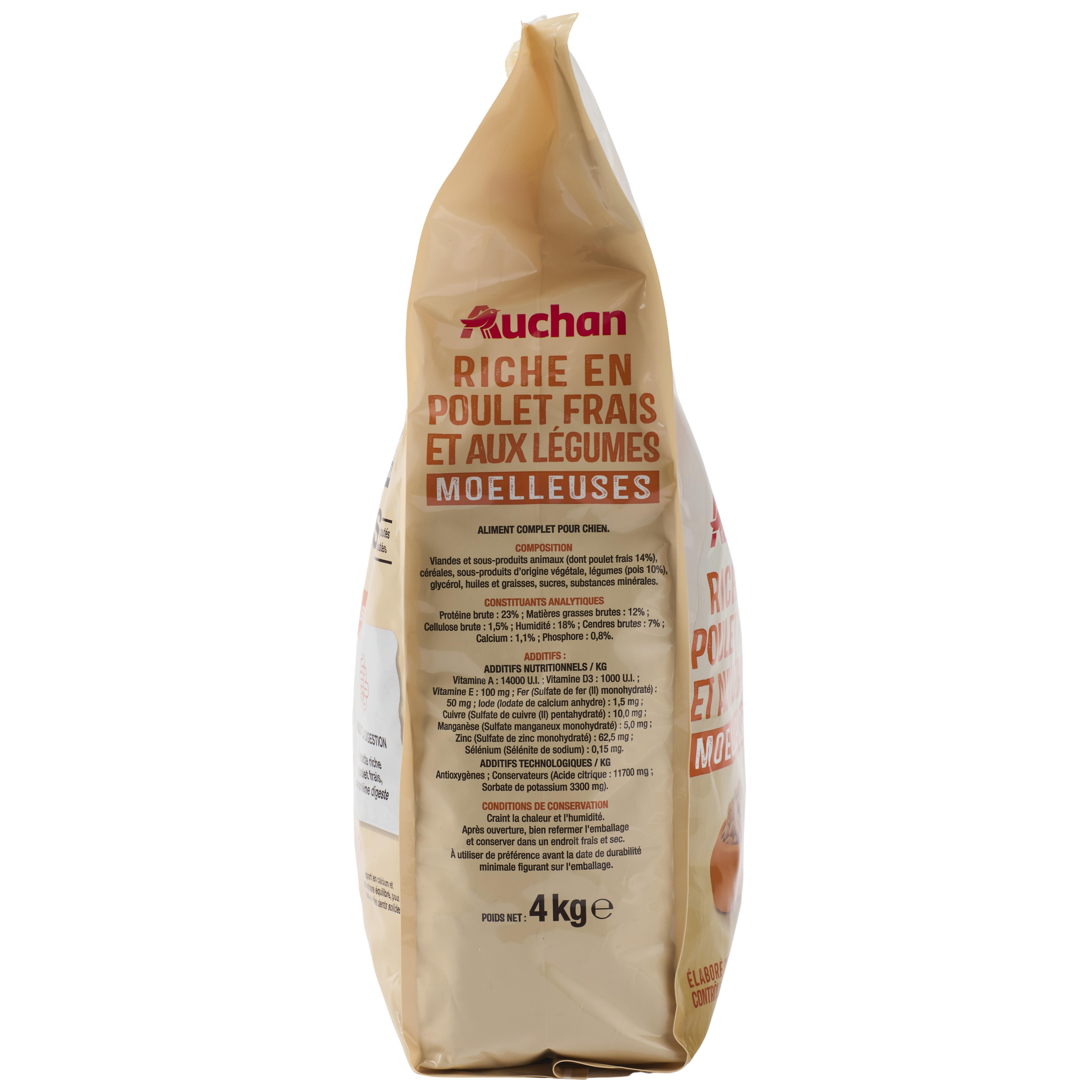 Voir la diapositive 5 : AUCHAN Croquettes moelleuses au poulet frais et aux légumes pour moyen et grand chien 4kg