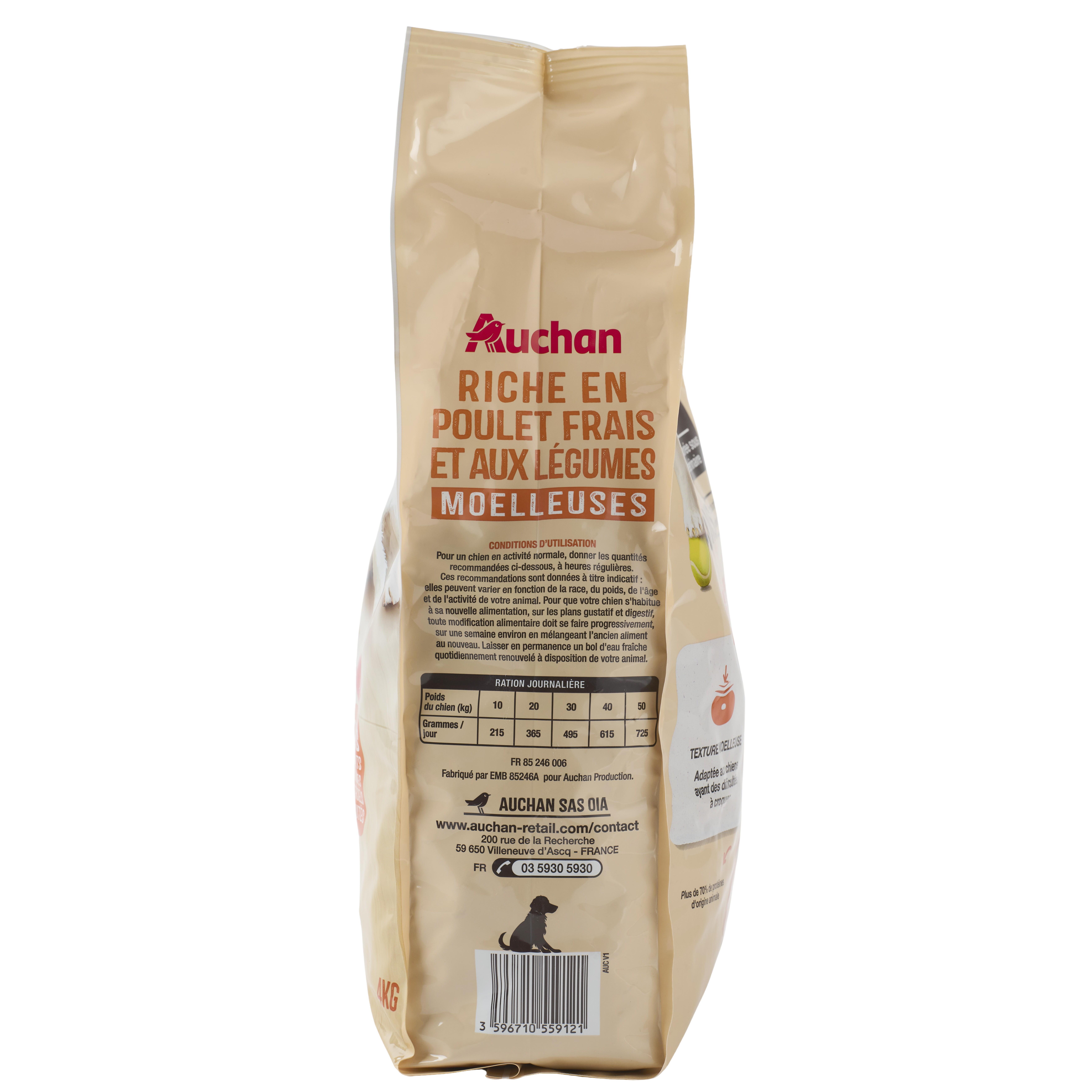 Voir la diapositive 6 : AUCHAN Croquettes moelleuses au poulet frais et aux légumes pour moyen et grand chien 4kg