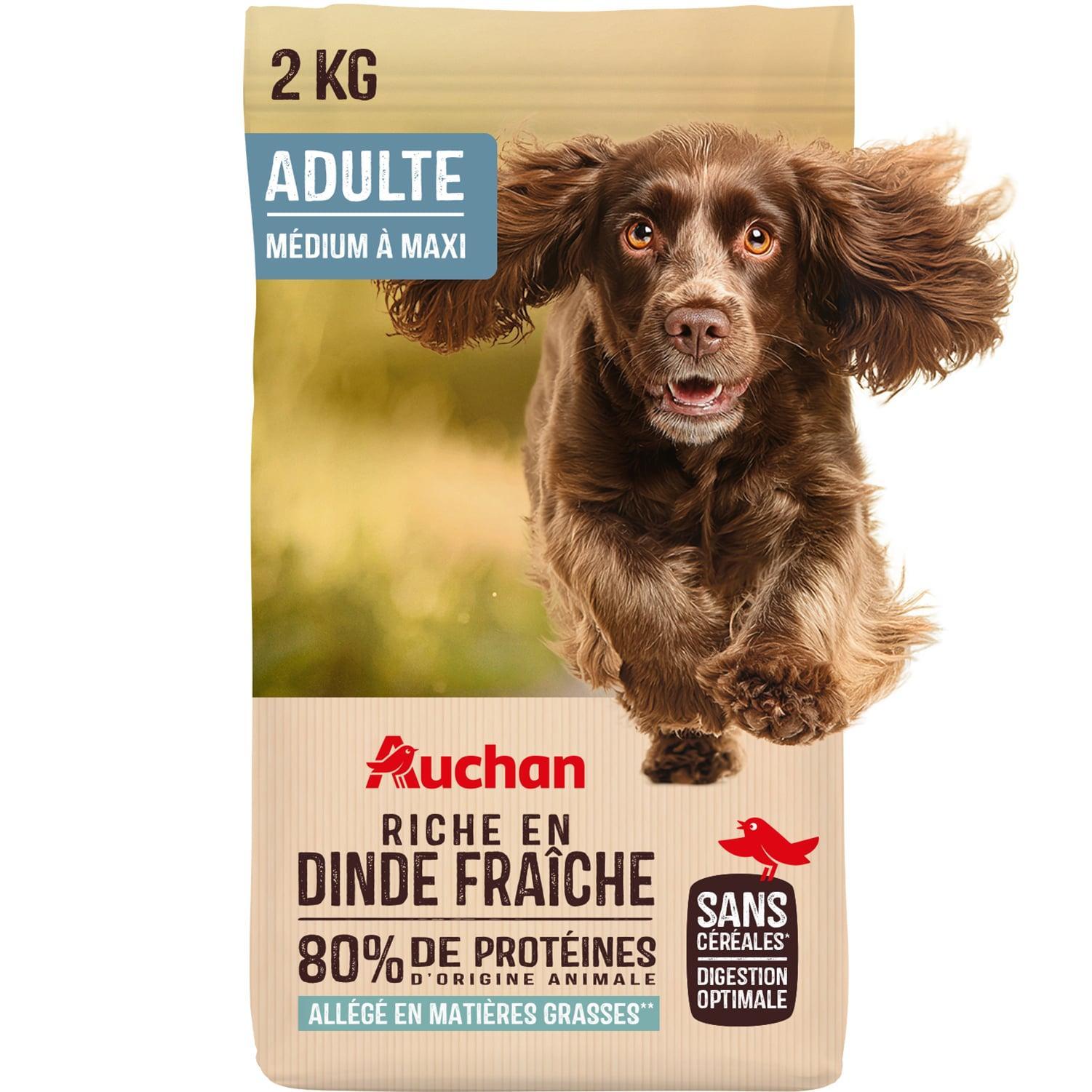 AUCHAN Croquettes light à la dinde fraîche sans céréales pour moyen et grand chien 2kg