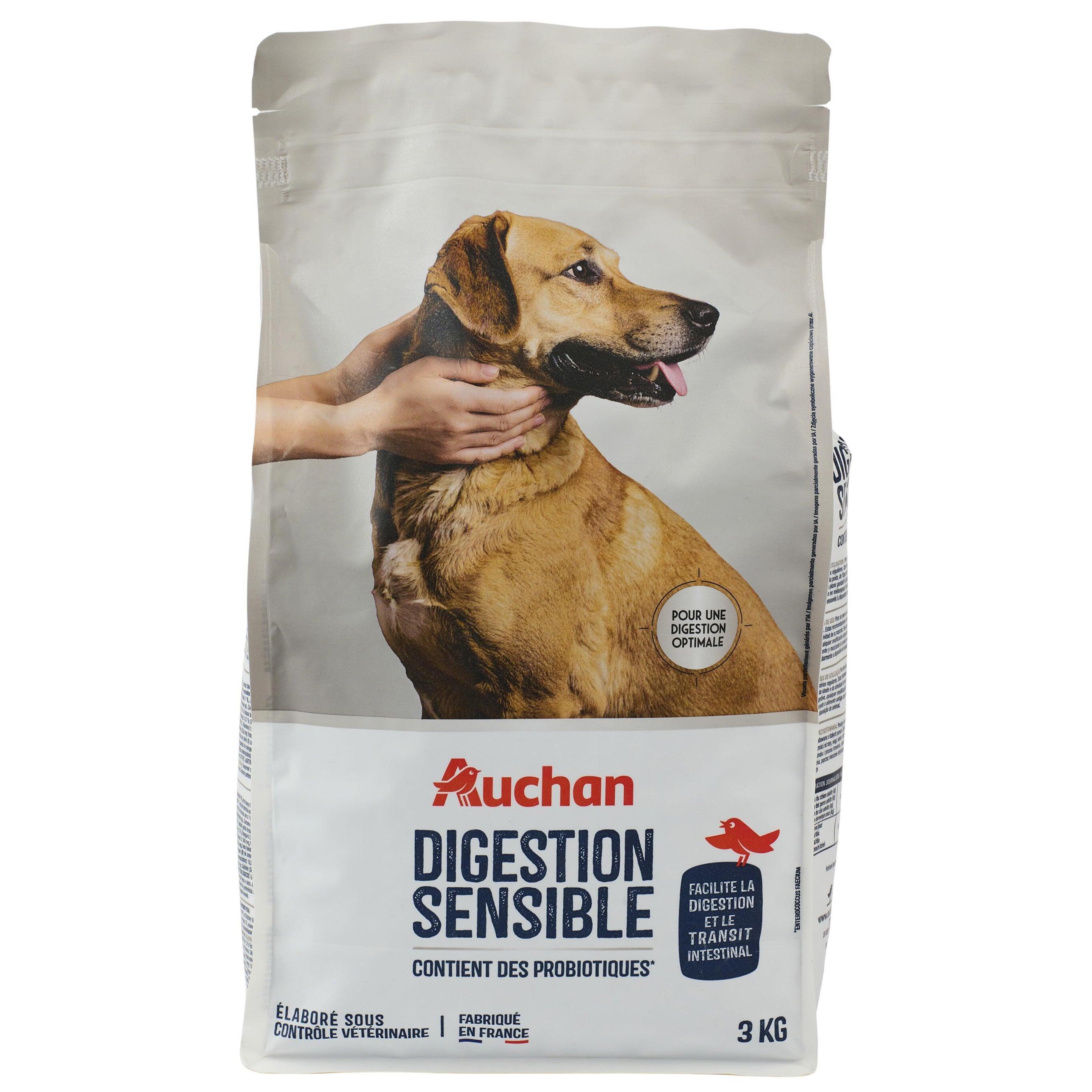 Voir la diapositive 2 : AUCHAN Croquettes digestion sensible pour chien 3kg