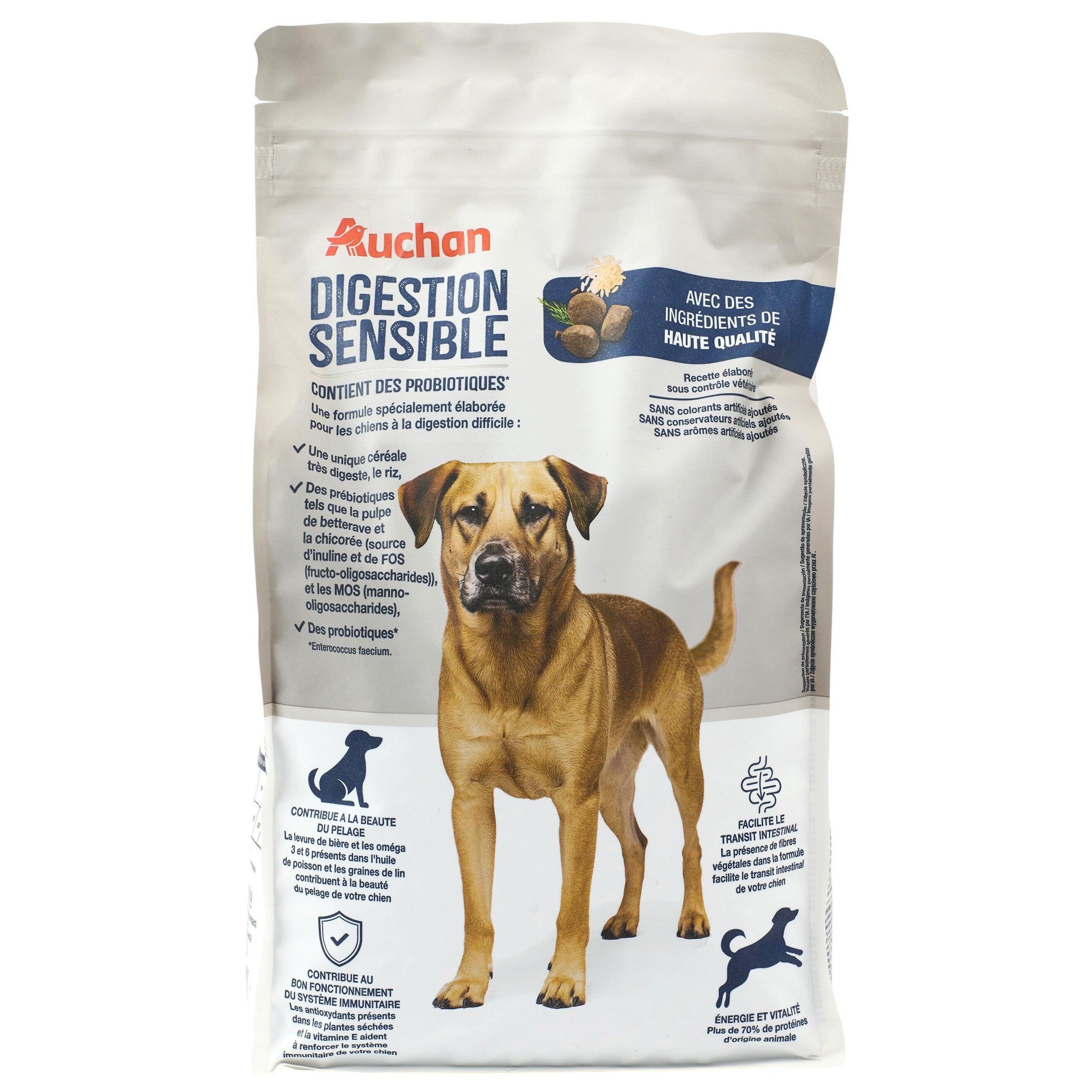 Voir la diapositive 3 : AUCHAN Croquettes digestion sensible pour chien 3kg