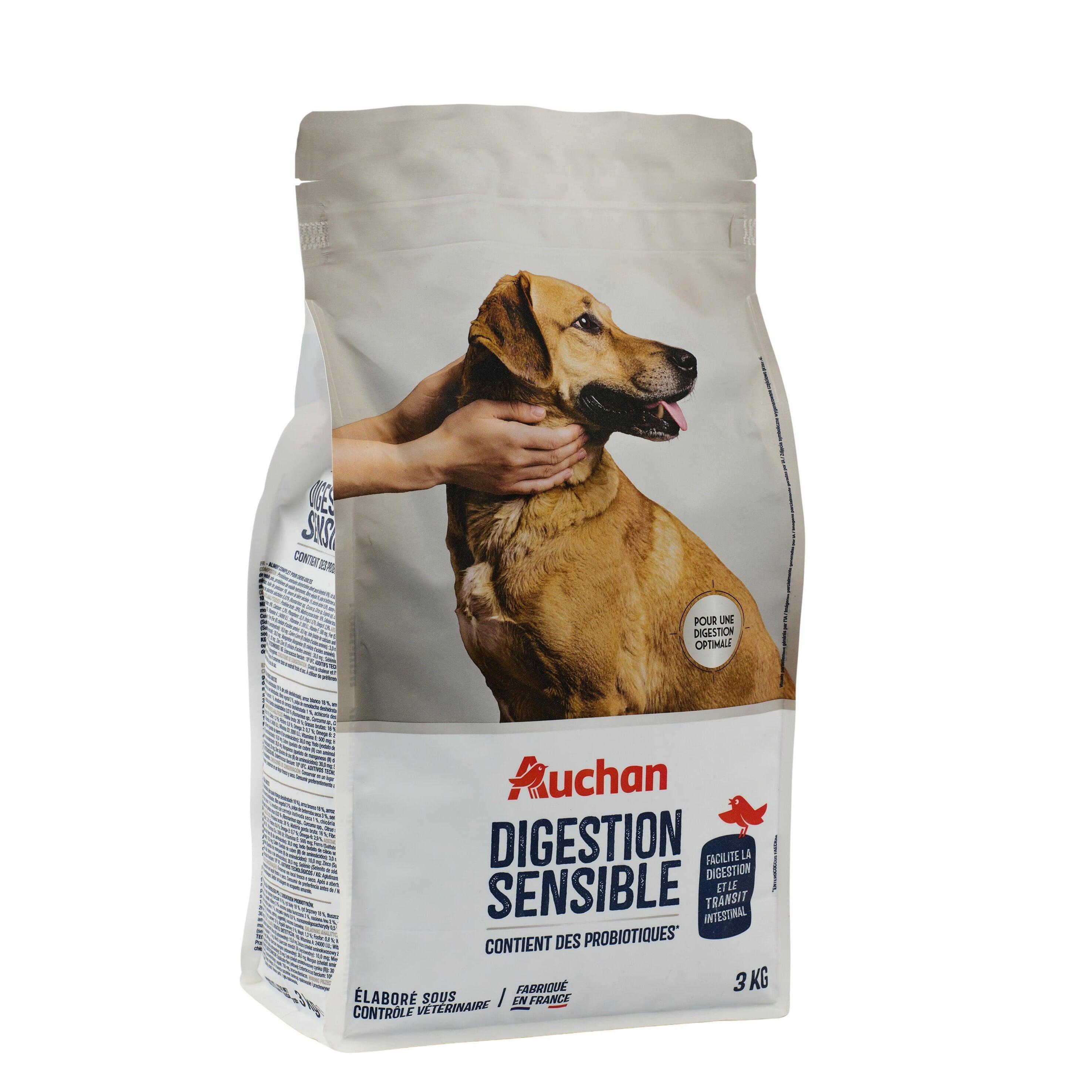 Voir la diapositive 4 : AUCHAN Croquettes digestion sensible pour chien 3kg