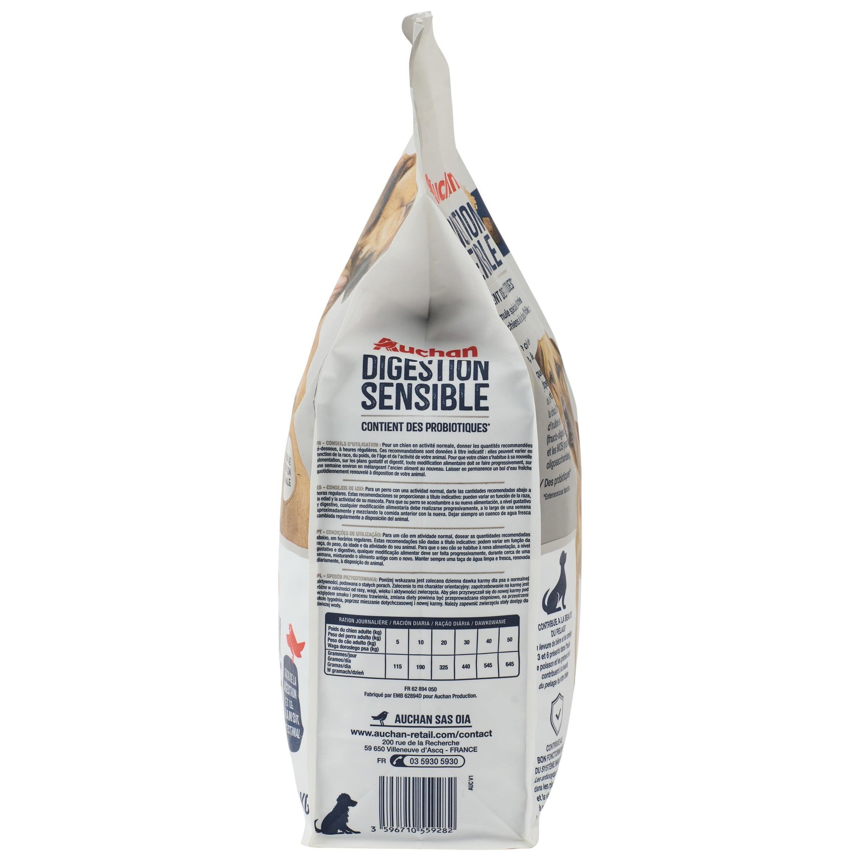 Voir la diapositive 6 : AUCHAN Croquettes digestion sensible pour chien 3kg
