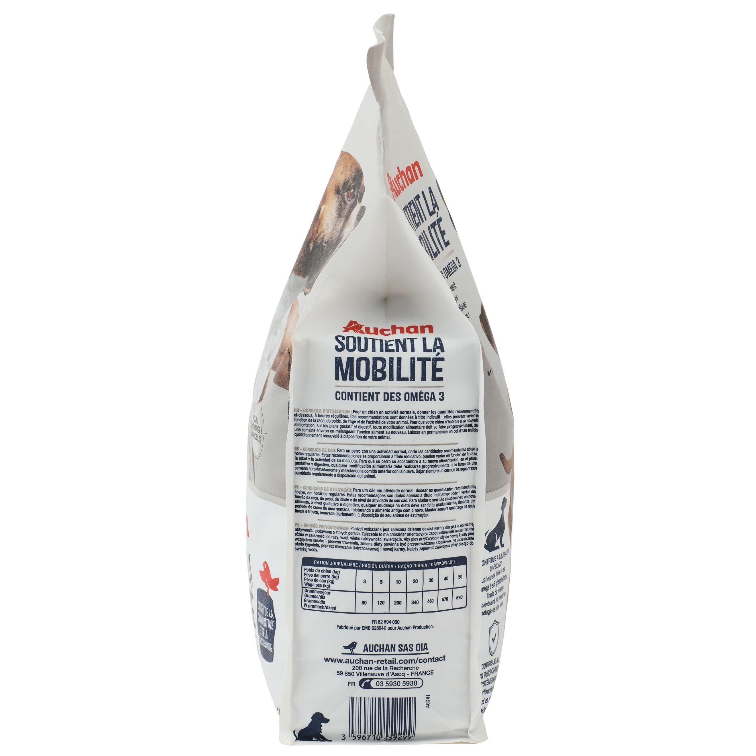 Voir la diapositive 2 : AUCHAN Croquettes soutient la mobilité pour chien 3kg