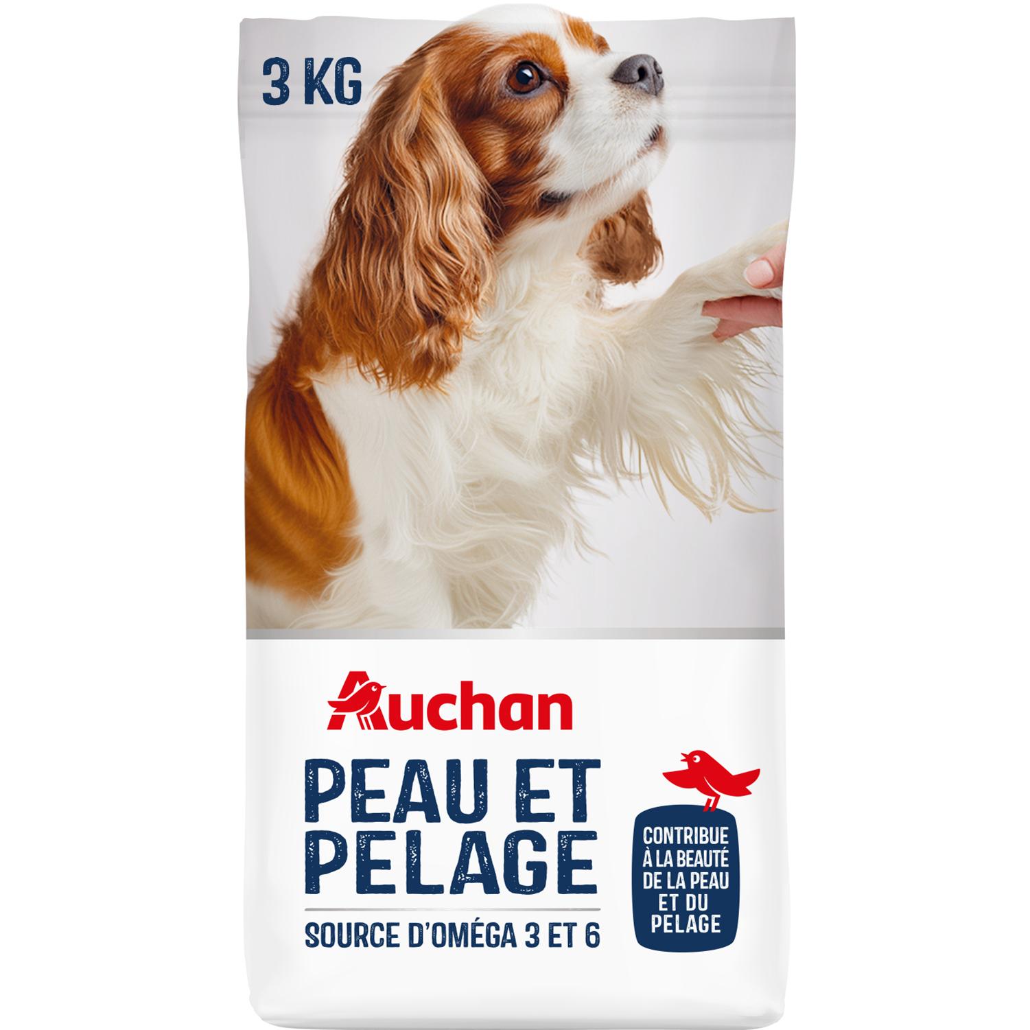 AUCHAN Croquettes peau et pelage pour chien 3kg