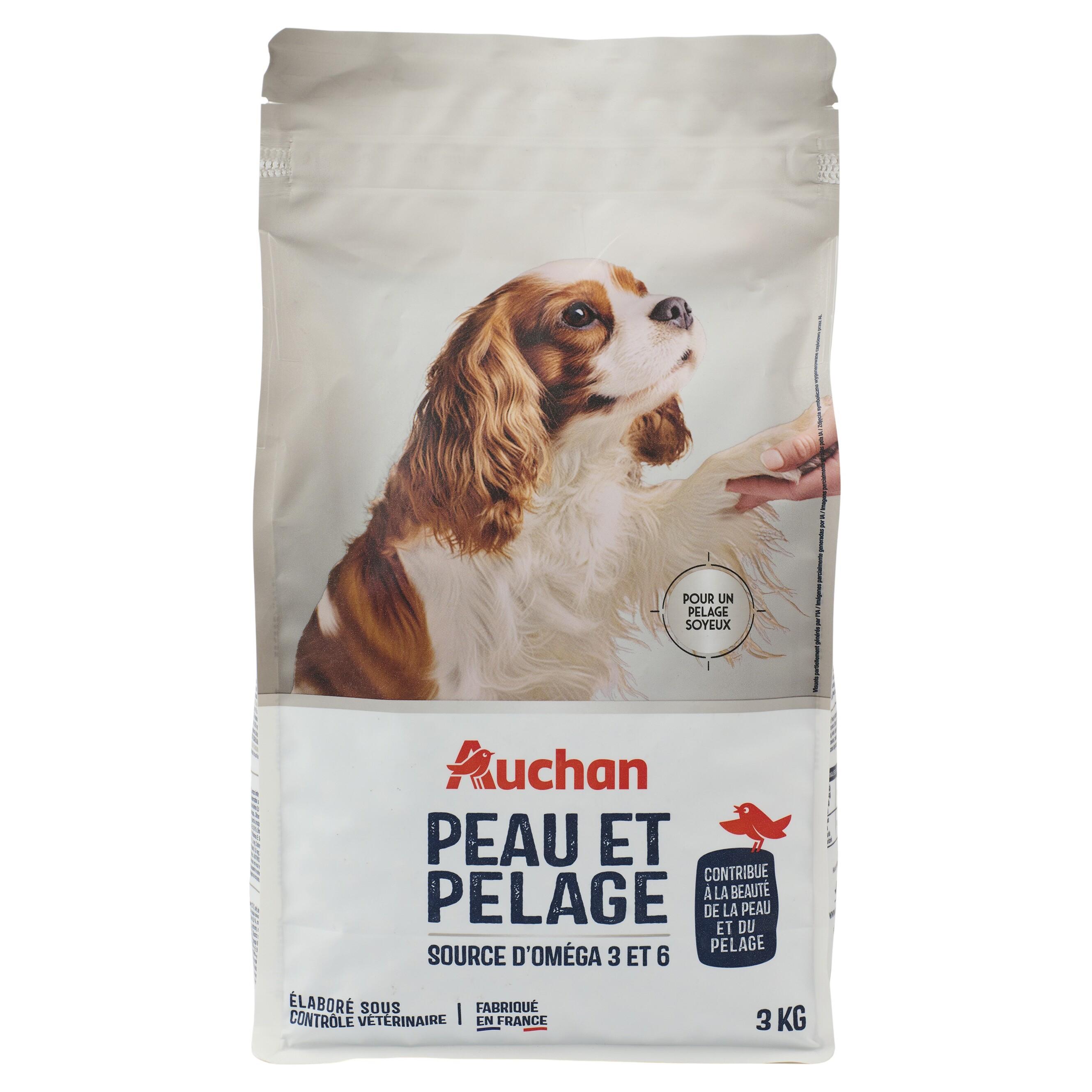 Voir la diapositive 5 : AUCHAN Croquettes peau et pelage pour chien 3kg