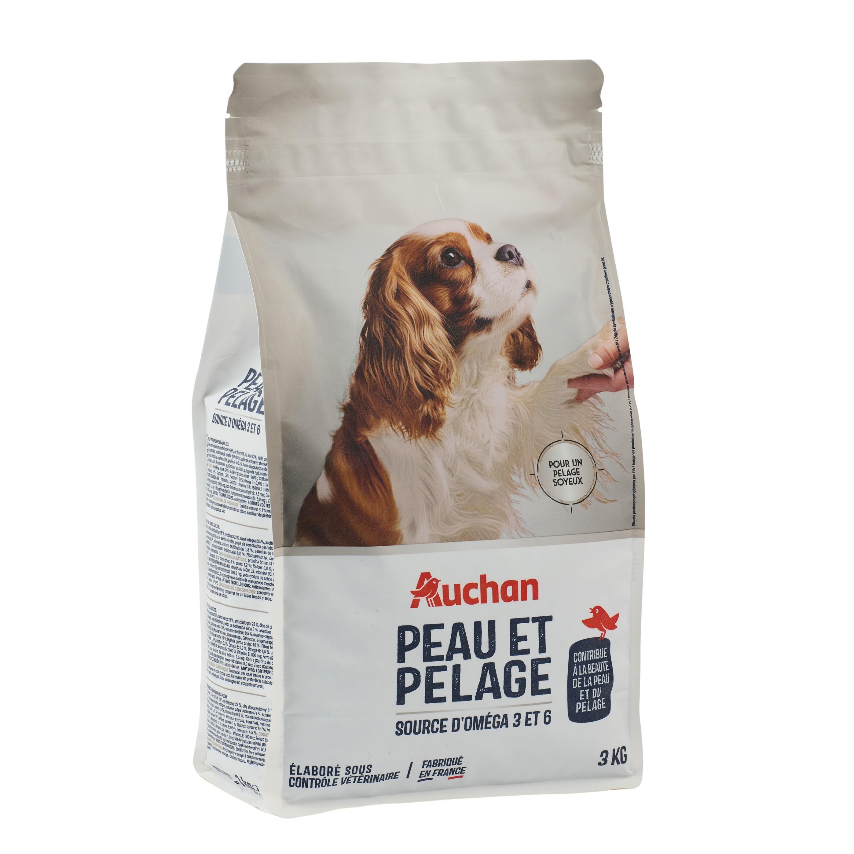Voir la diapositive 6 : AUCHAN Croquettes peau et pelage pour chien 3kg