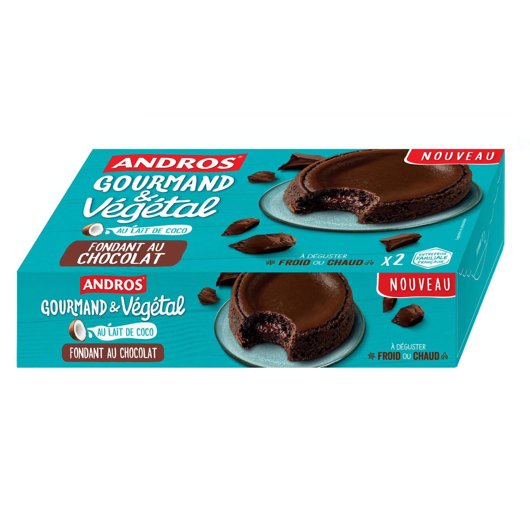 ANDROS Gourmand et végétal Fondant au lait de coco au chocolat 2x80g
