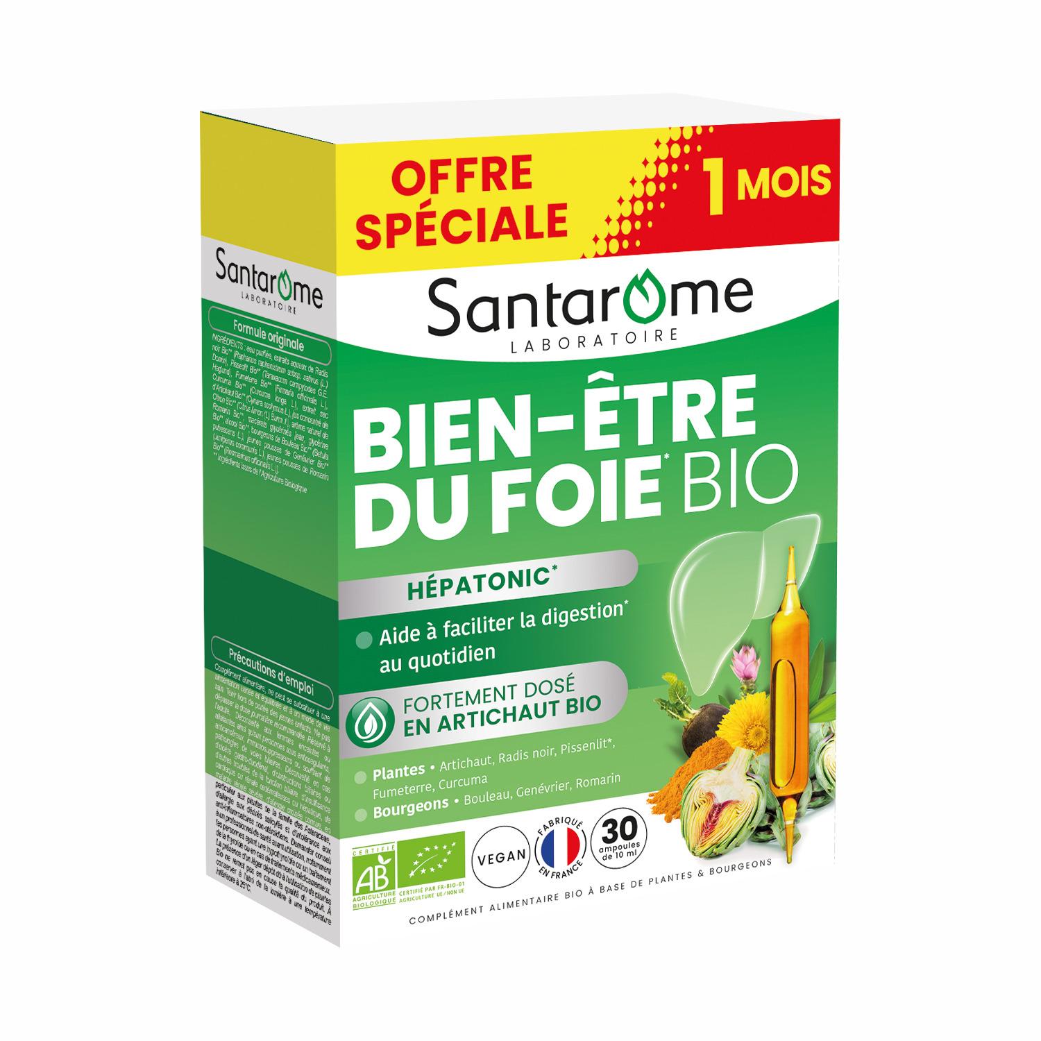SANTAROME Bien-être Foie bio 30 ampoules