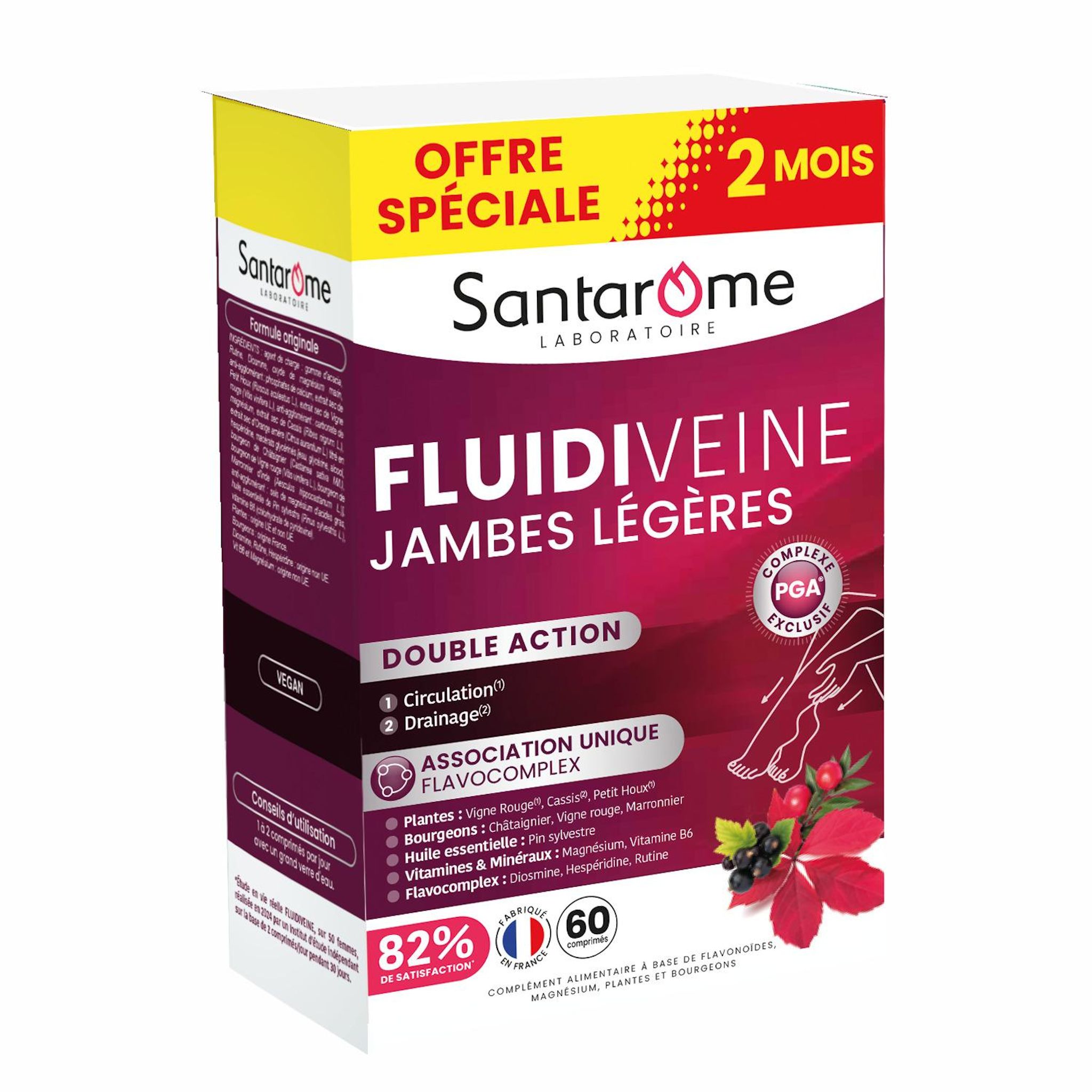 SANTAROME Fluidiveine complément alimentaire jambes légères 60 comprimés