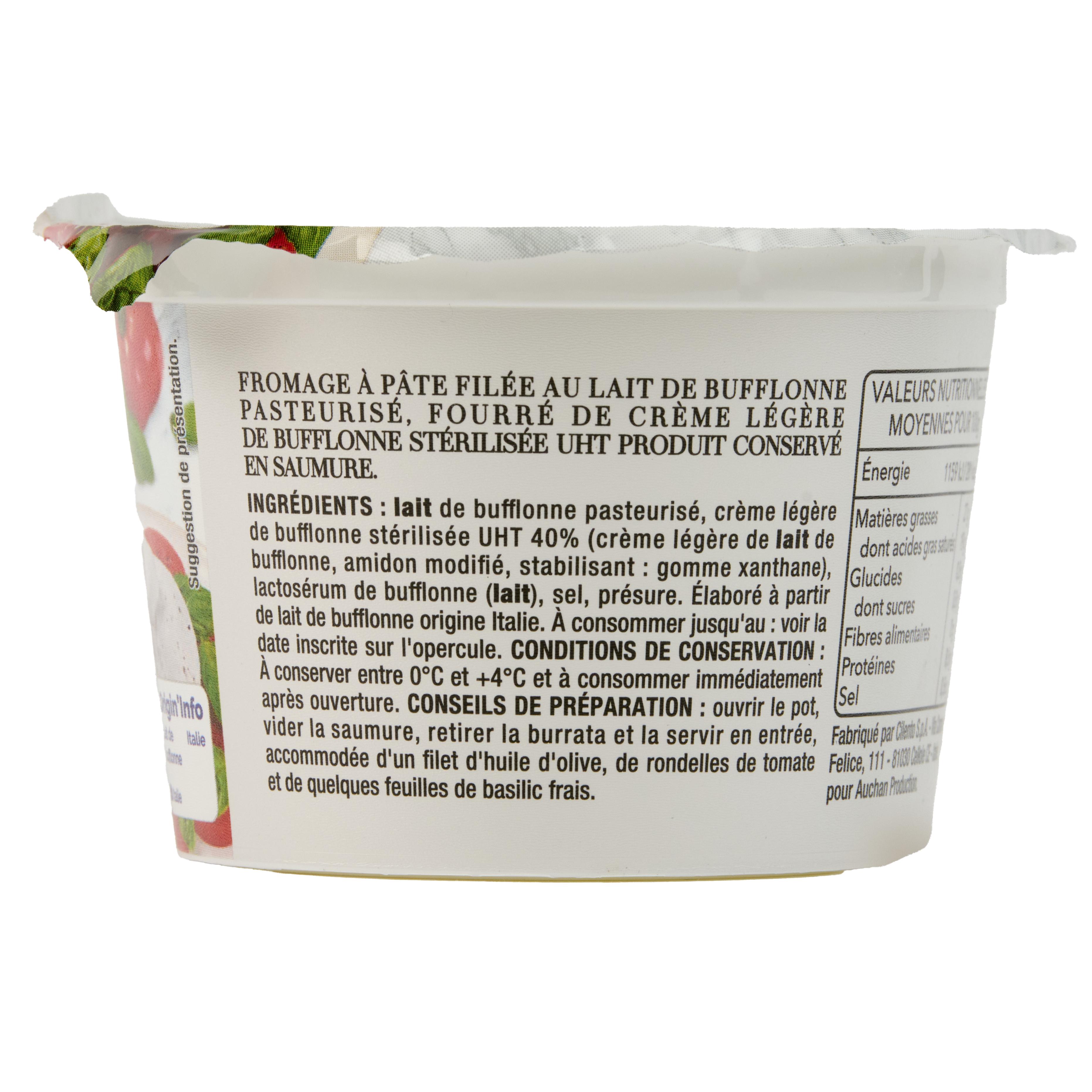 Voir la diapositive 4 : AUCHAN Tavola in Italia Burrata di bufala 125g