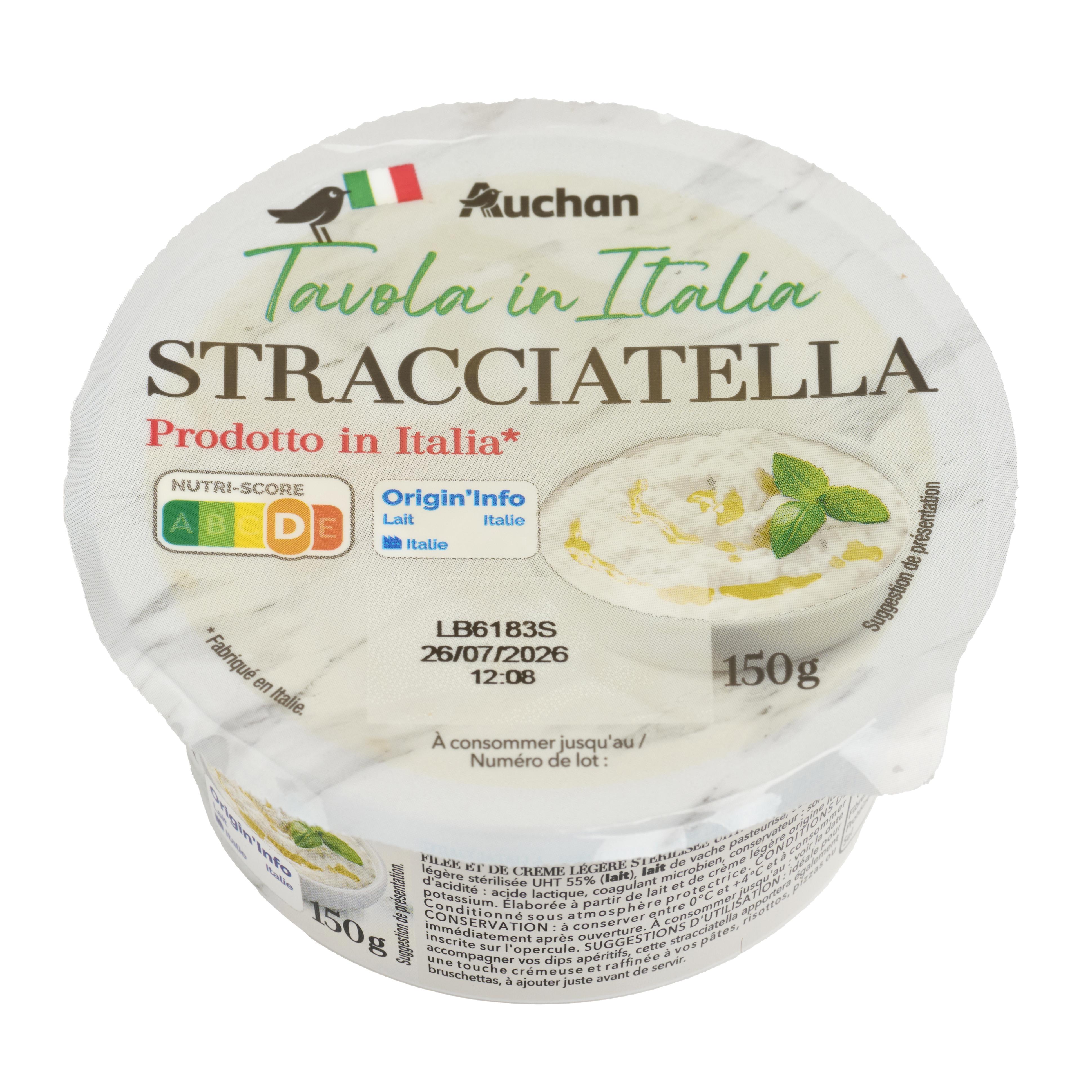 Voir la diapositive 2 : AUCHAN Tavola in Italia Stracciatella 150g
