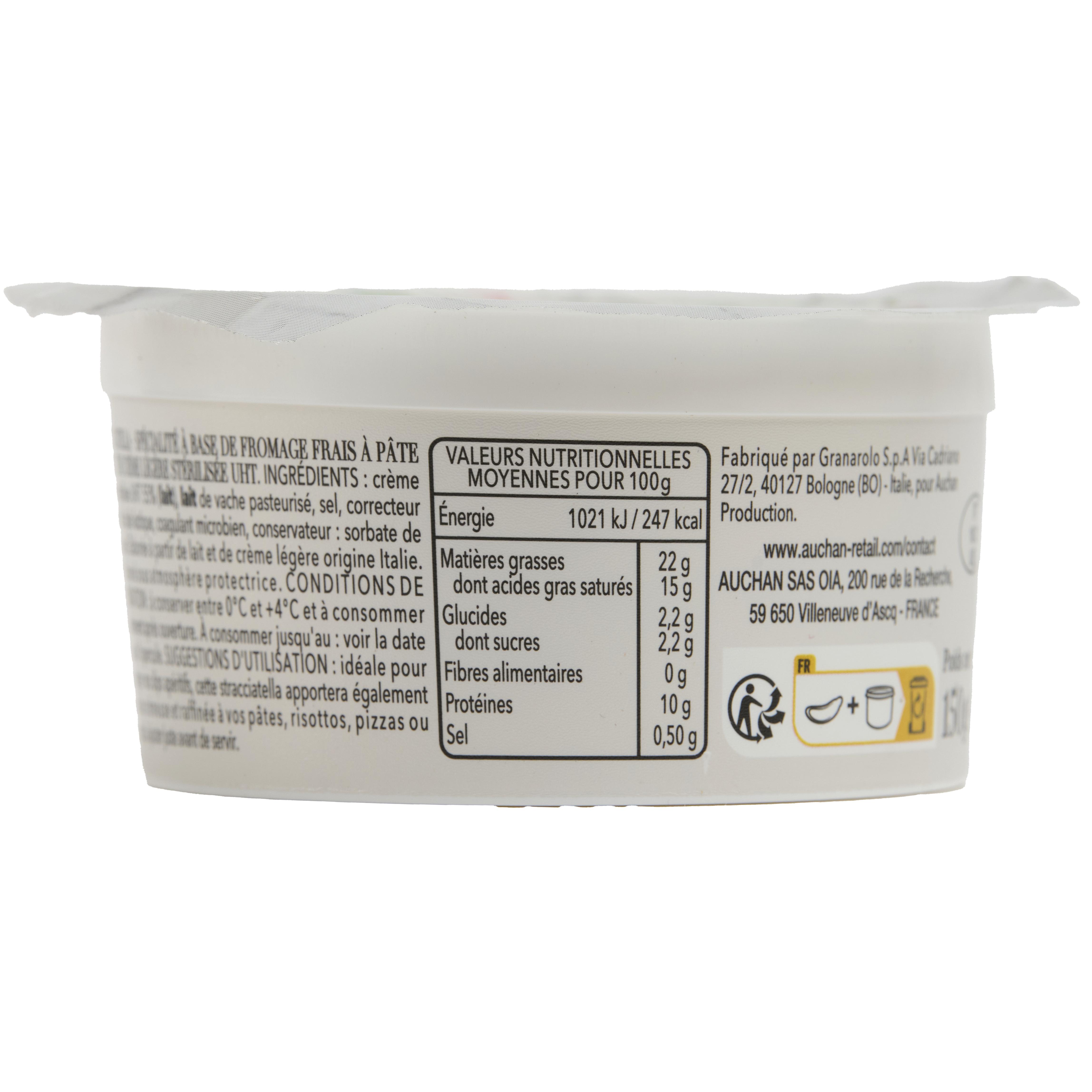Voir la diapositive 3 : AUCHAN Tavola in Italia Stracciatella 150g