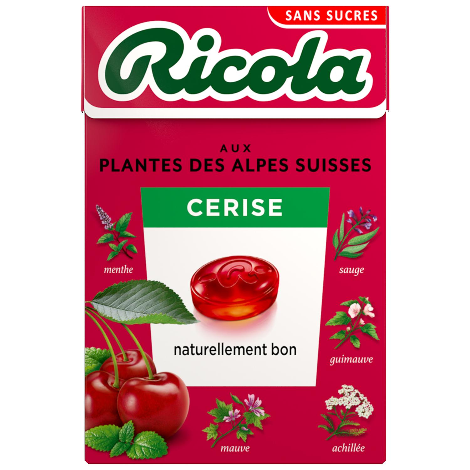 RICOLA Bonbons pastilles aux plantes des Alpes suisses à la cerise sans sucres 50g