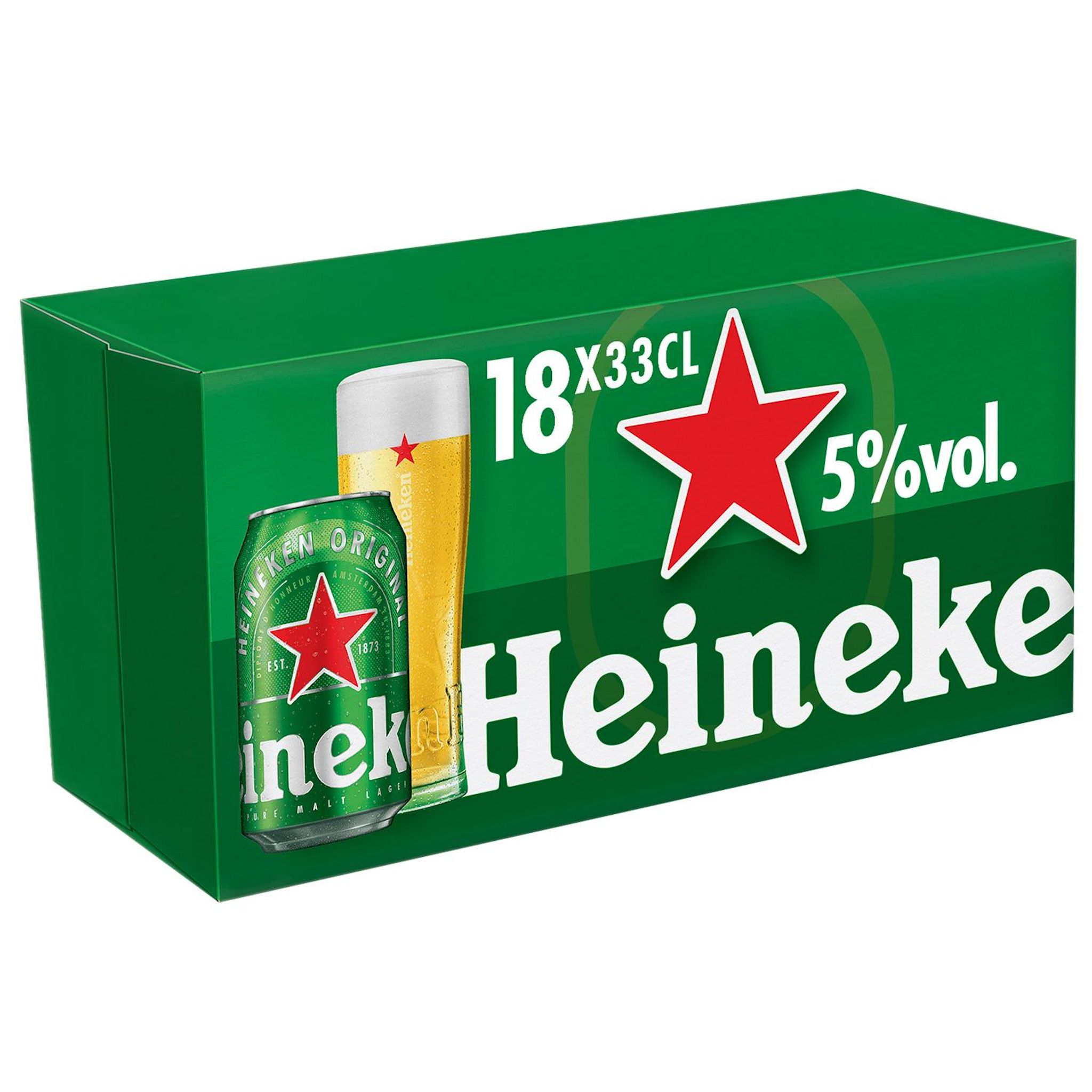 HEINEKEN Bière blonde 5% boîte 18x33cl