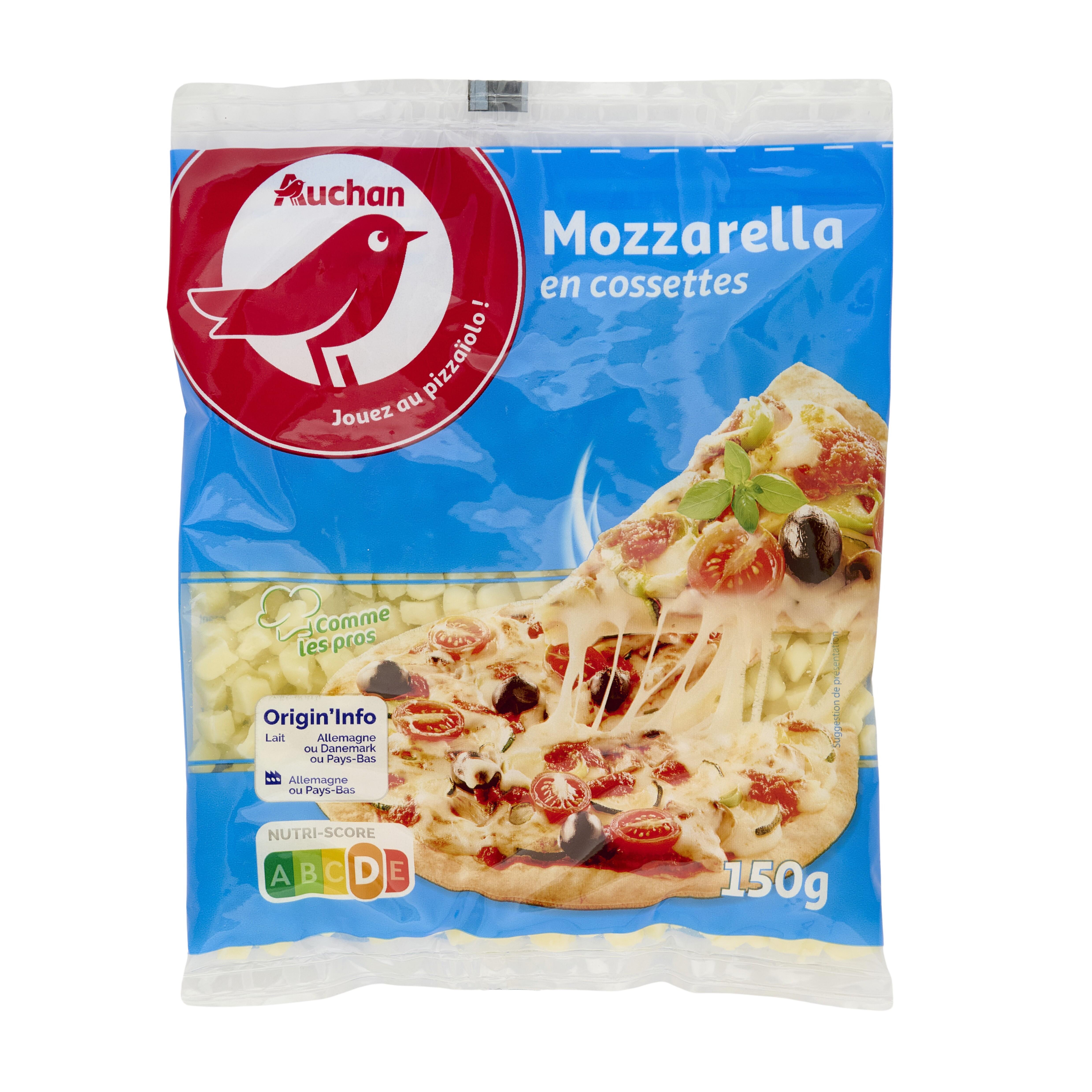 Voir la diapositive 1 : AUCHAN Mozzarella en cossettes 150g