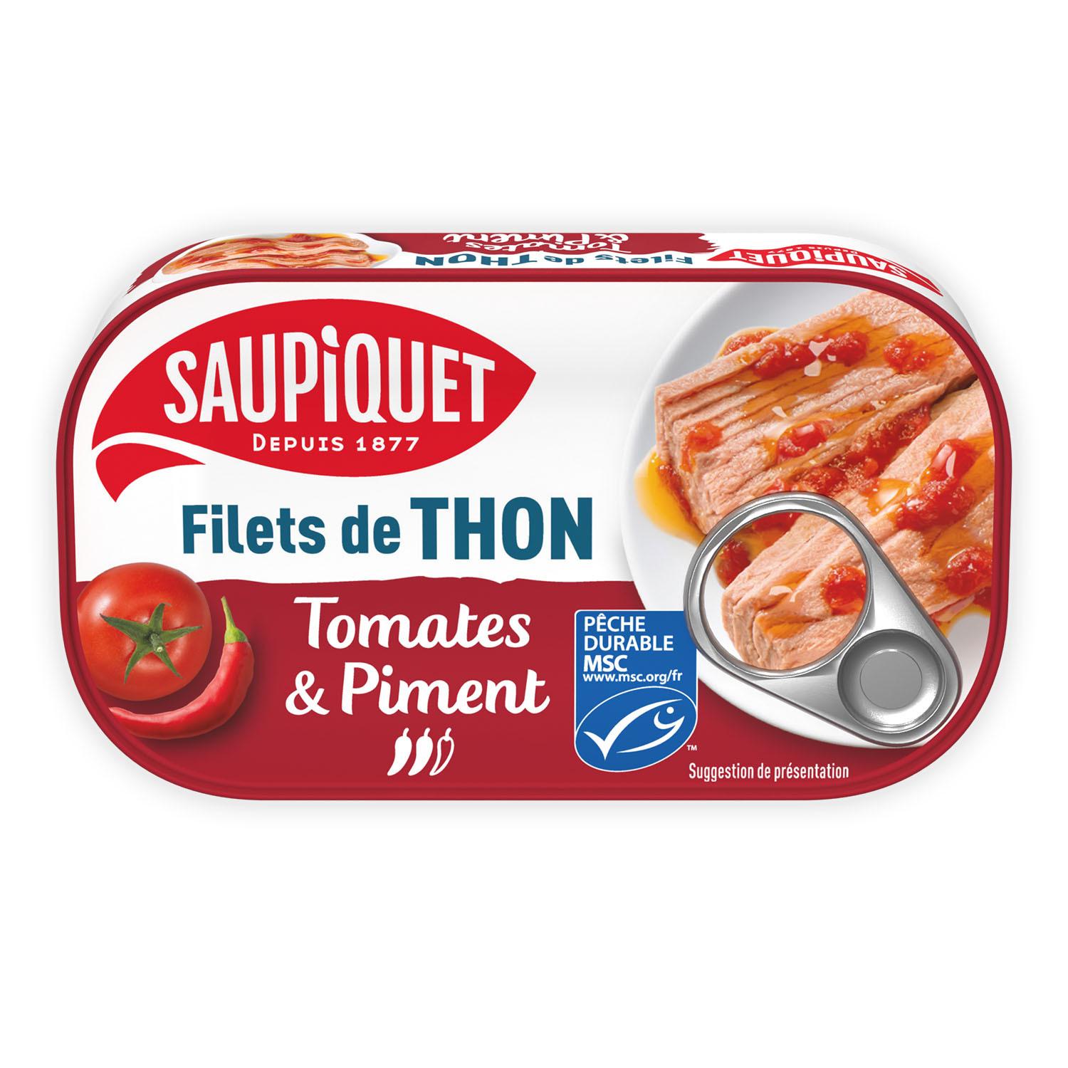 SAUPIQUET Filets de thon à la sauce tomate MSC au piment 115g