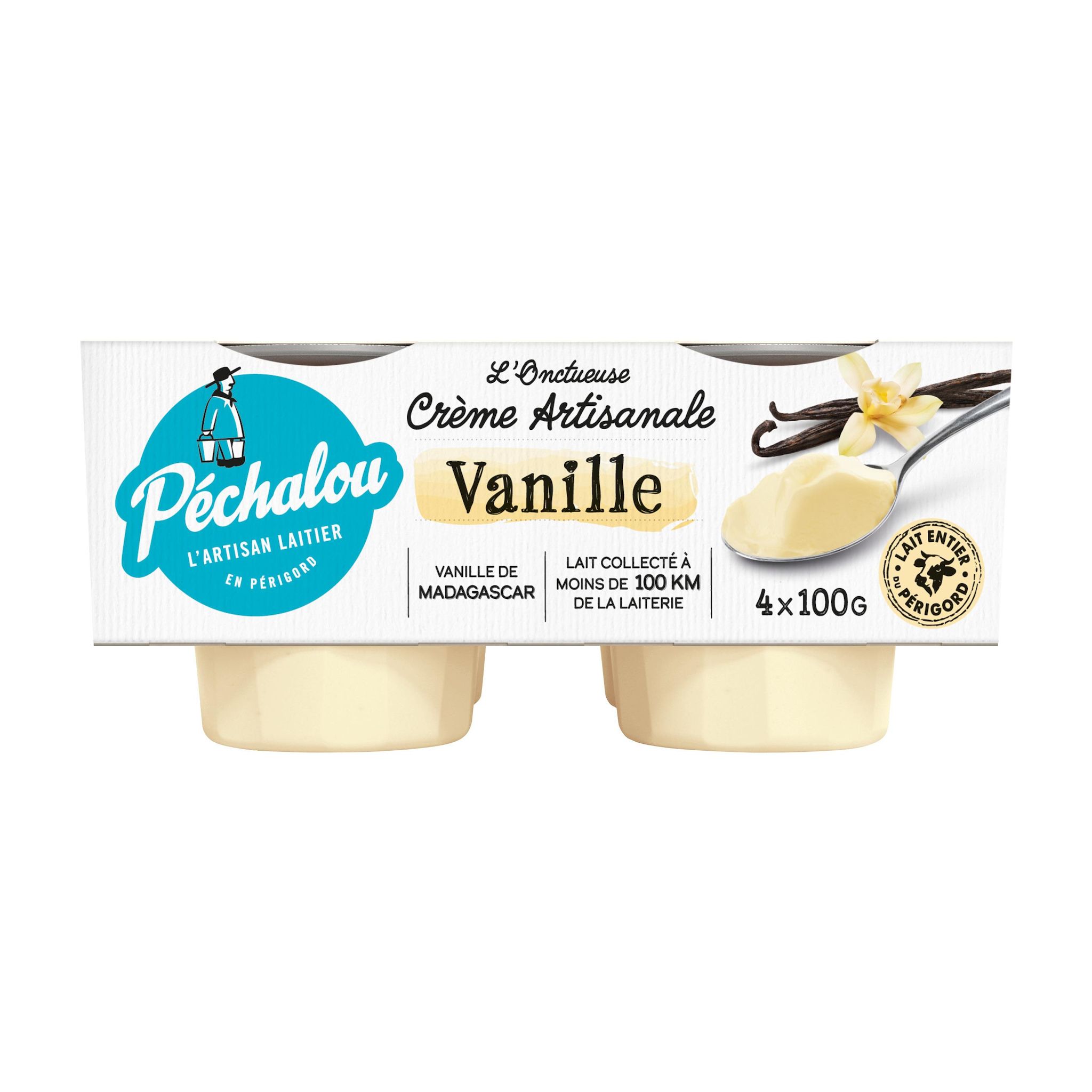 PECHALOU Crème dessert saveur vanille 4x100g